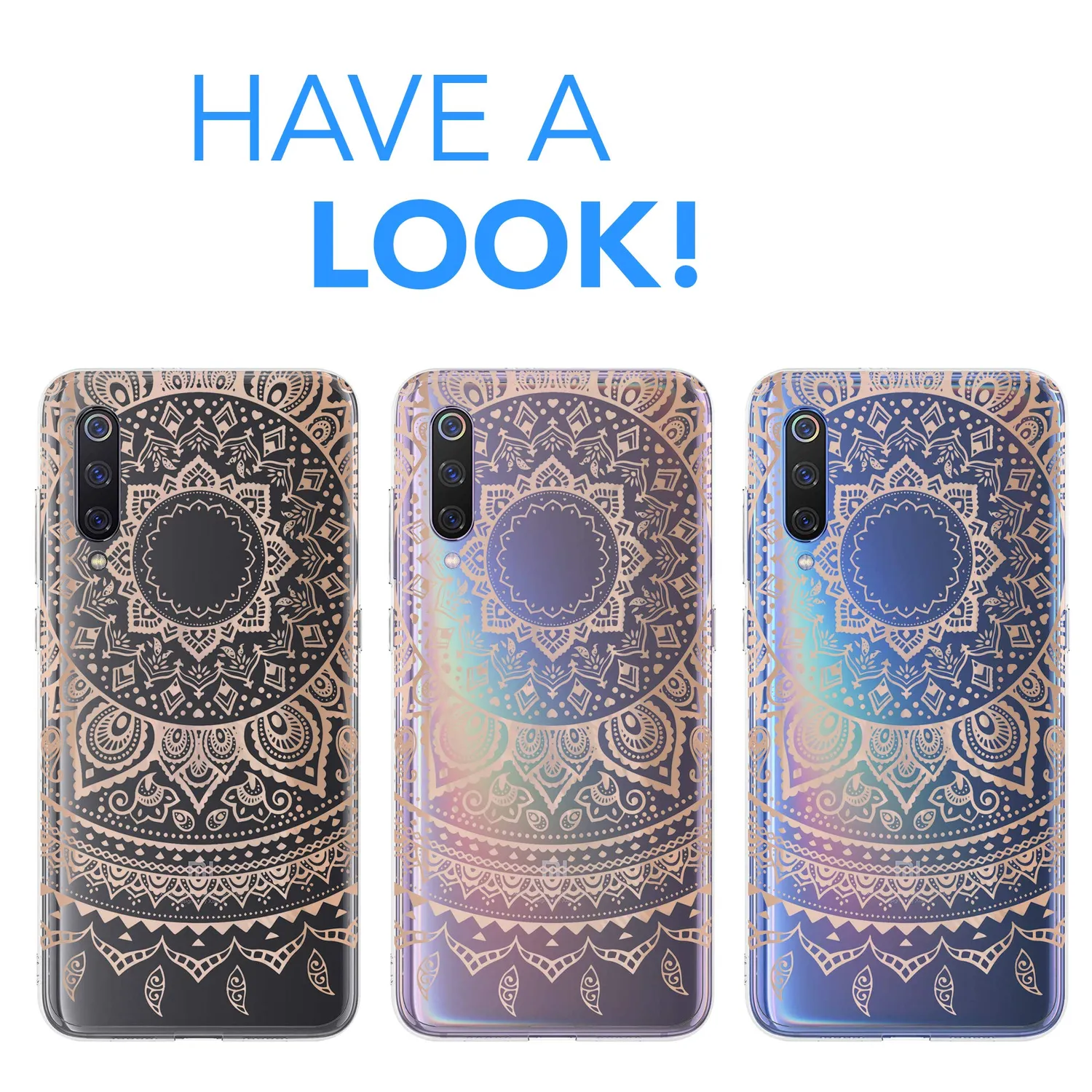 EAZY CASE Xiaomi Mi 9 Handyhülle Mandala Henna Rosé-Gold