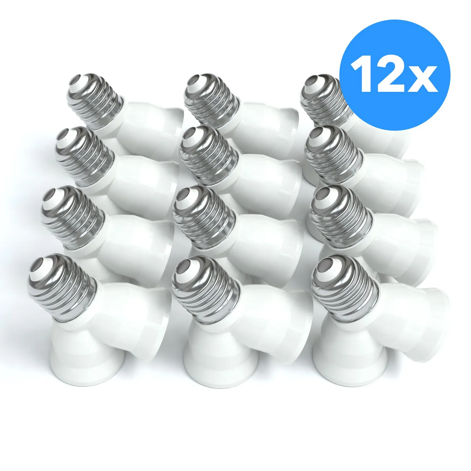 EAZY CASE E27 Y-Adapter Lampensockel Weiß 12er Pack 2-fach