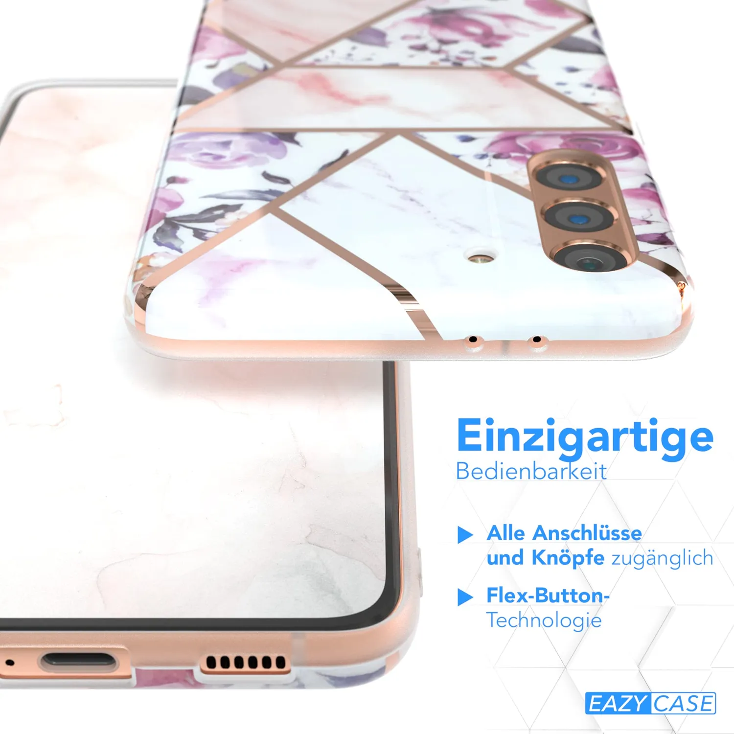 EAZY CASE Samsung Galaxy S21 Plus 5G Silikonhülle Blumen rosé-gold
