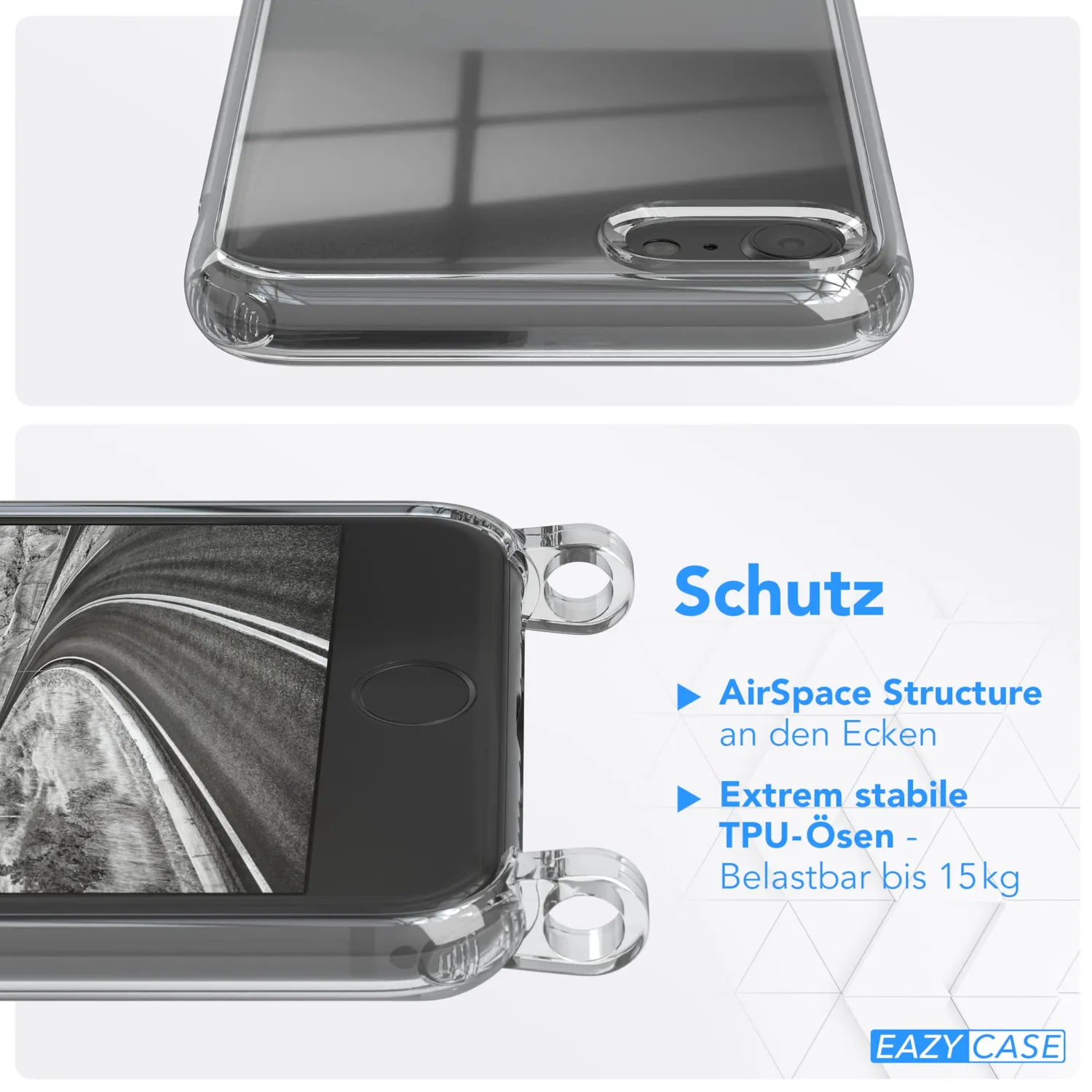 EAZY CASE iPhone SE 2022/2020 Handykette Schwarz Kordel