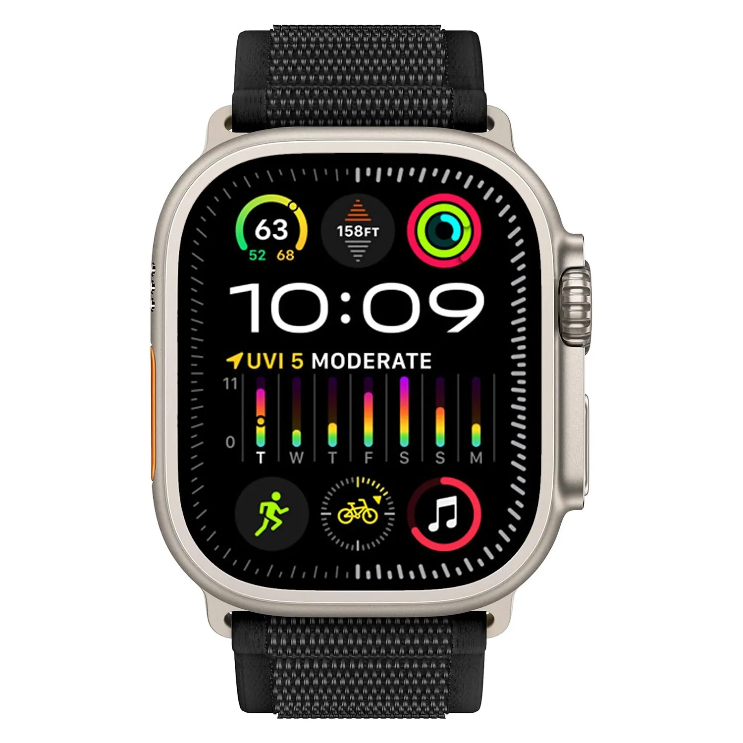 arktis Trail Apple Watch Armband Schwarz Klett Polyester