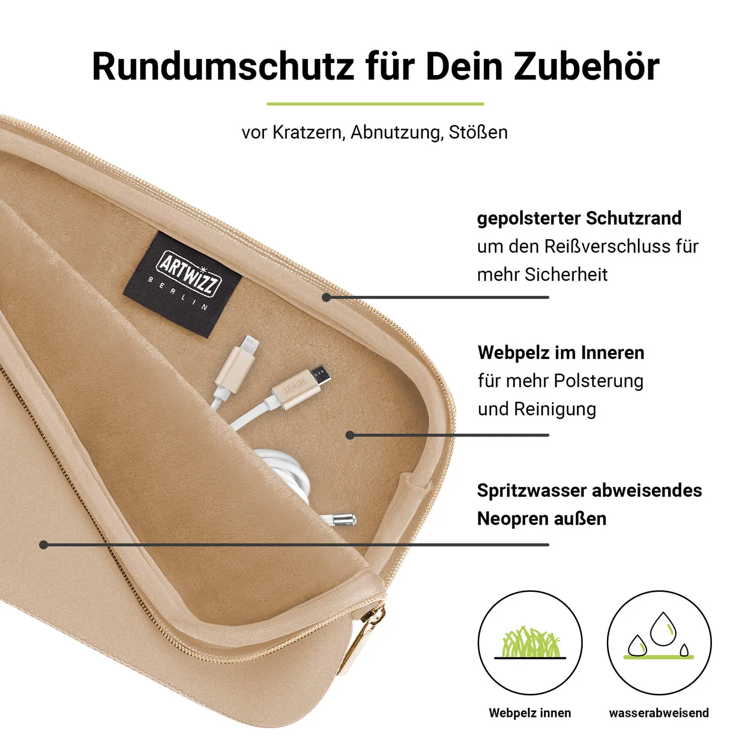 Artwizz Cable Sleeve Kabeltasche mit Reissverschluss