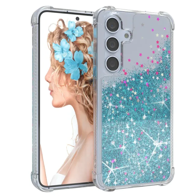 EAZY CASE Galaxy S24 Glitzerhülle Silikon Blau Shiny