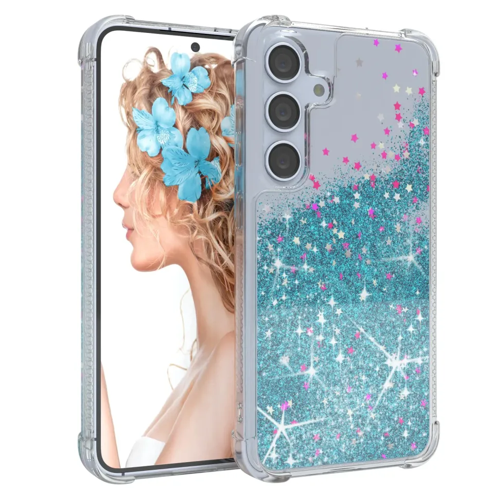 EAZY CASE Galaxy S24 Glitzerhülle Silikon Blau Shiny