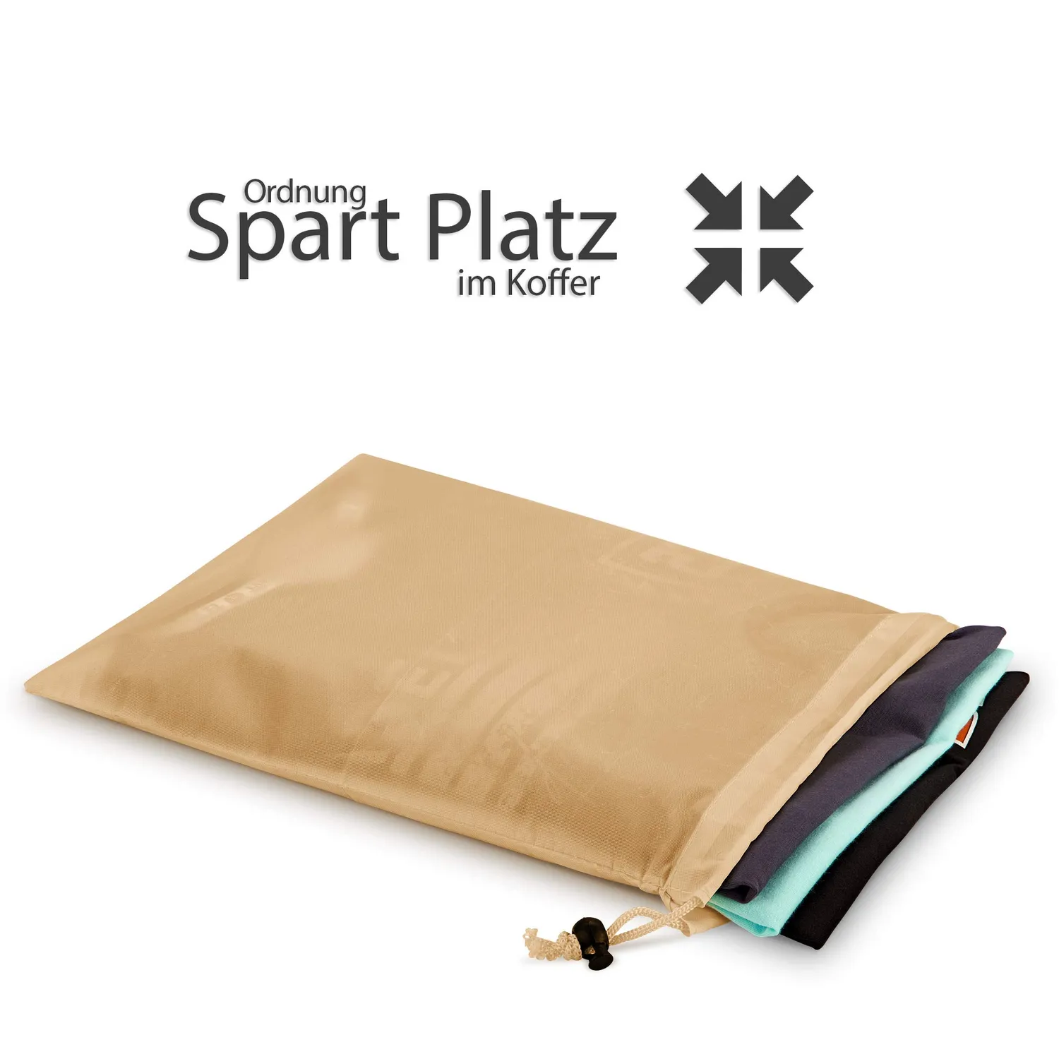 EAZY CASE Packbeutel Set 5-teilig Koffer Organizer Braun mit Kordelzug