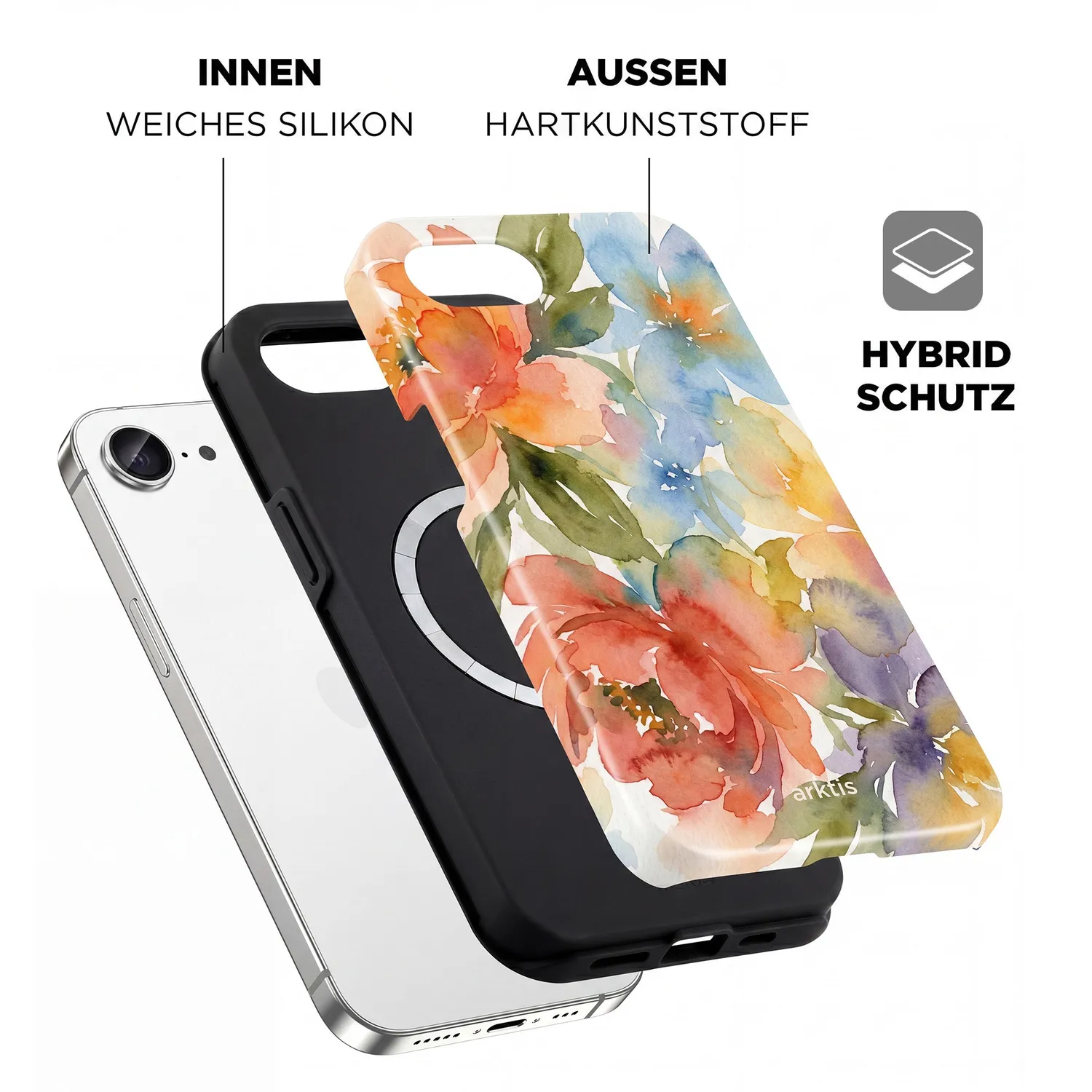 arktis iPhone 16e Hülle Floral MagSafe Print