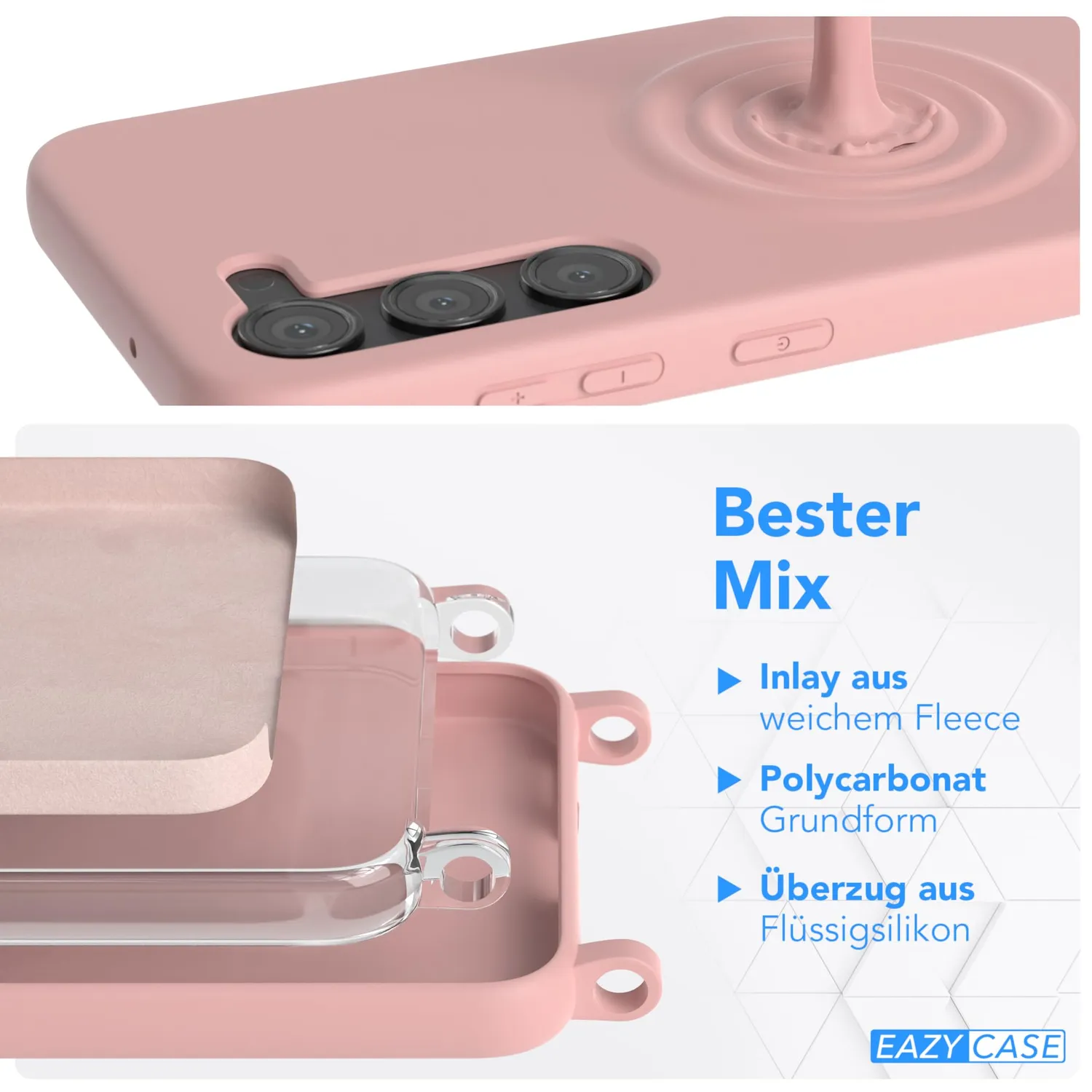 EAZY CASE Galaxy S23 Handyhülle mit Kette Alt Rosa Kameraschutz