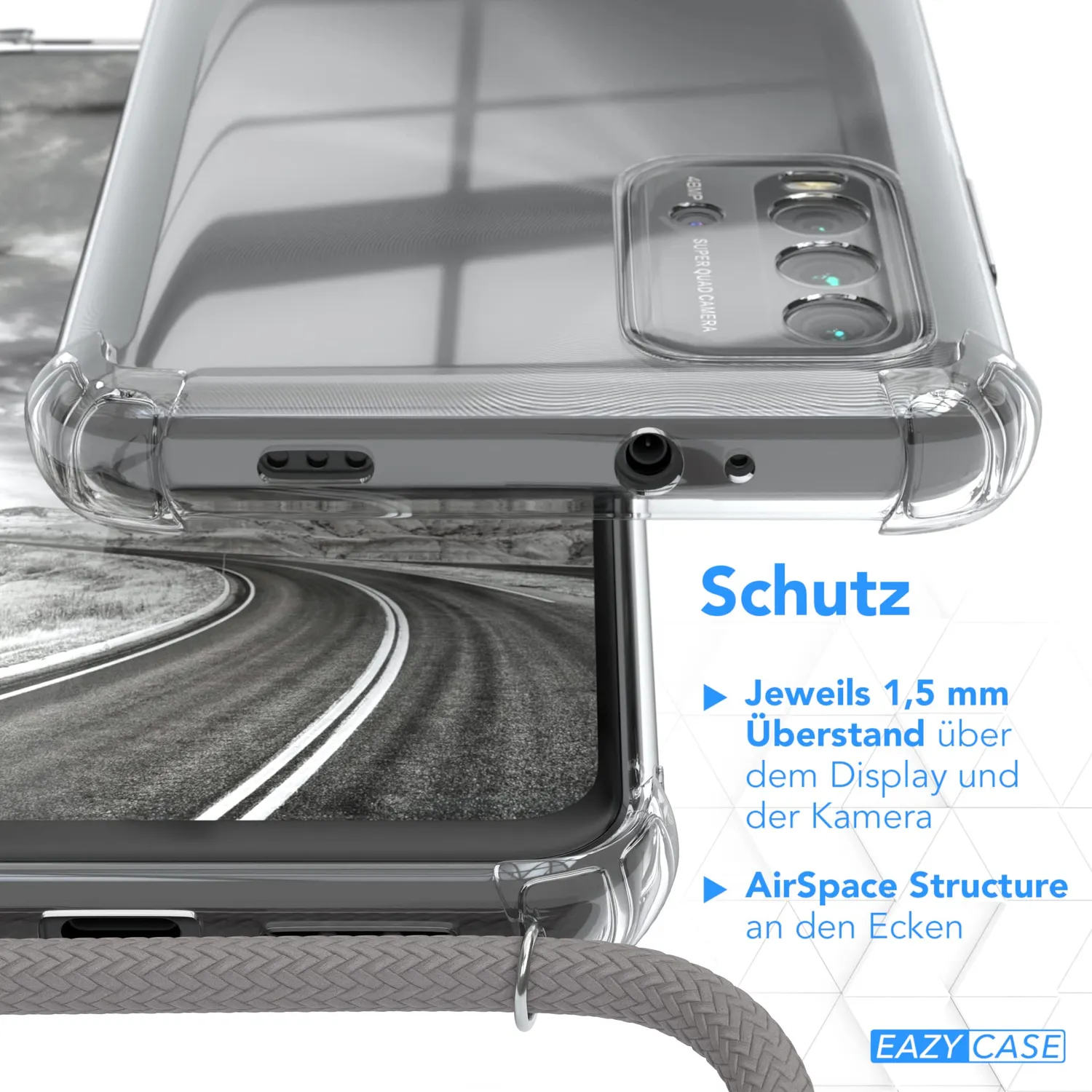 EAZY CASE Redmi 9T Handykette Anthrazit Silikon