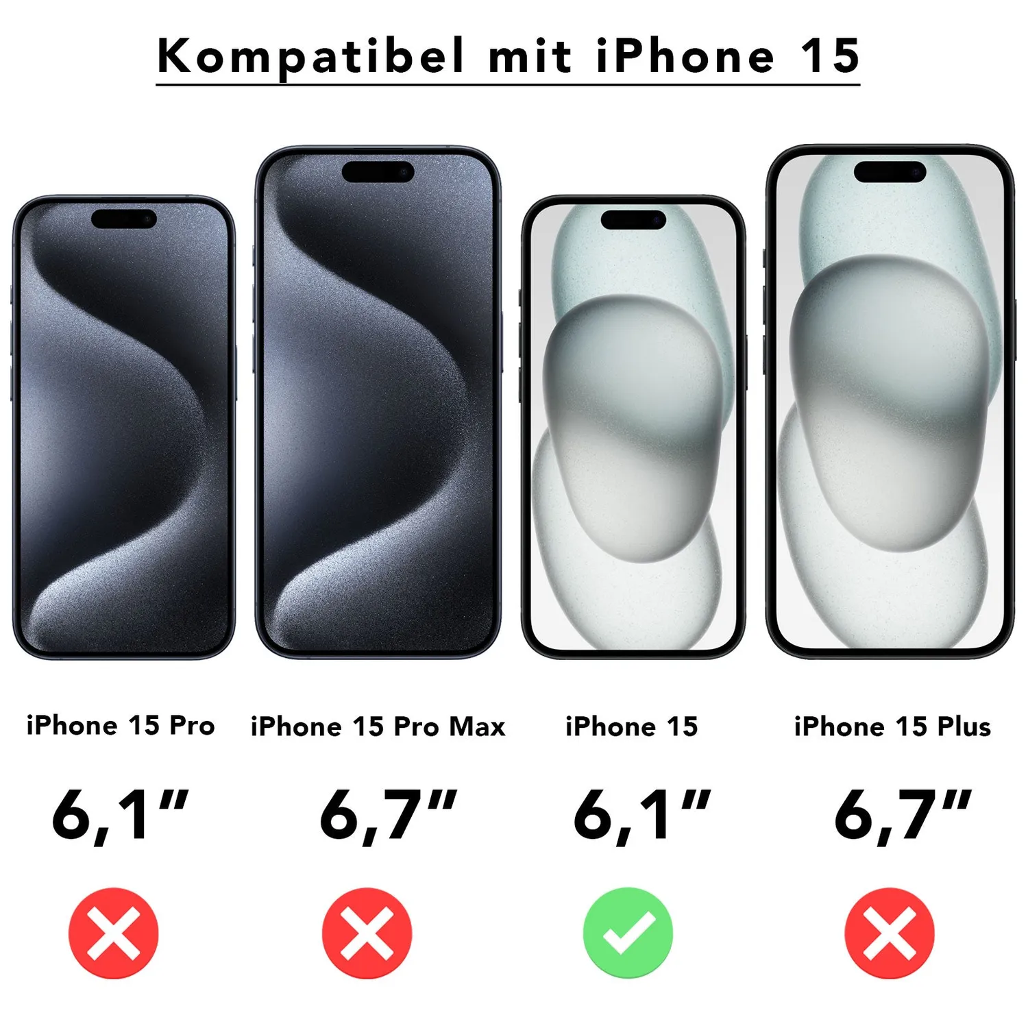 arktis iPhone 15 FULL COVER Panzerglas hüllenfreundlich 3er Set