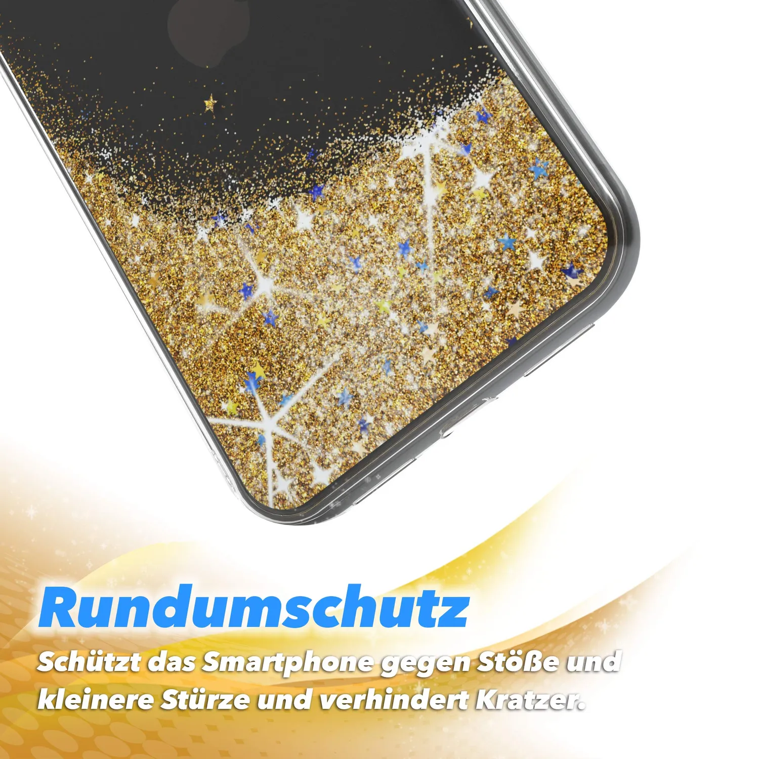 EAZY CASE iPhone 11 Glitzerhülle Liquid Gold transparent
