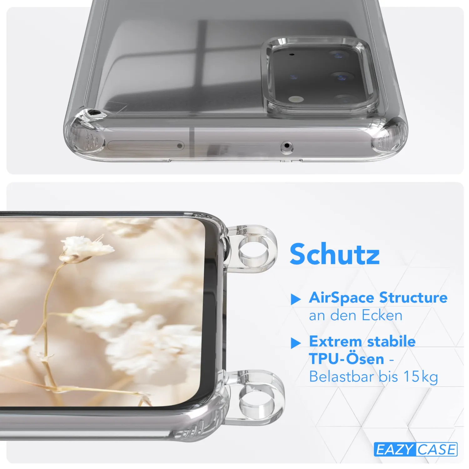 EAZY CASE Galaxy S20 Plus Handykette Blau Rot Karabiner