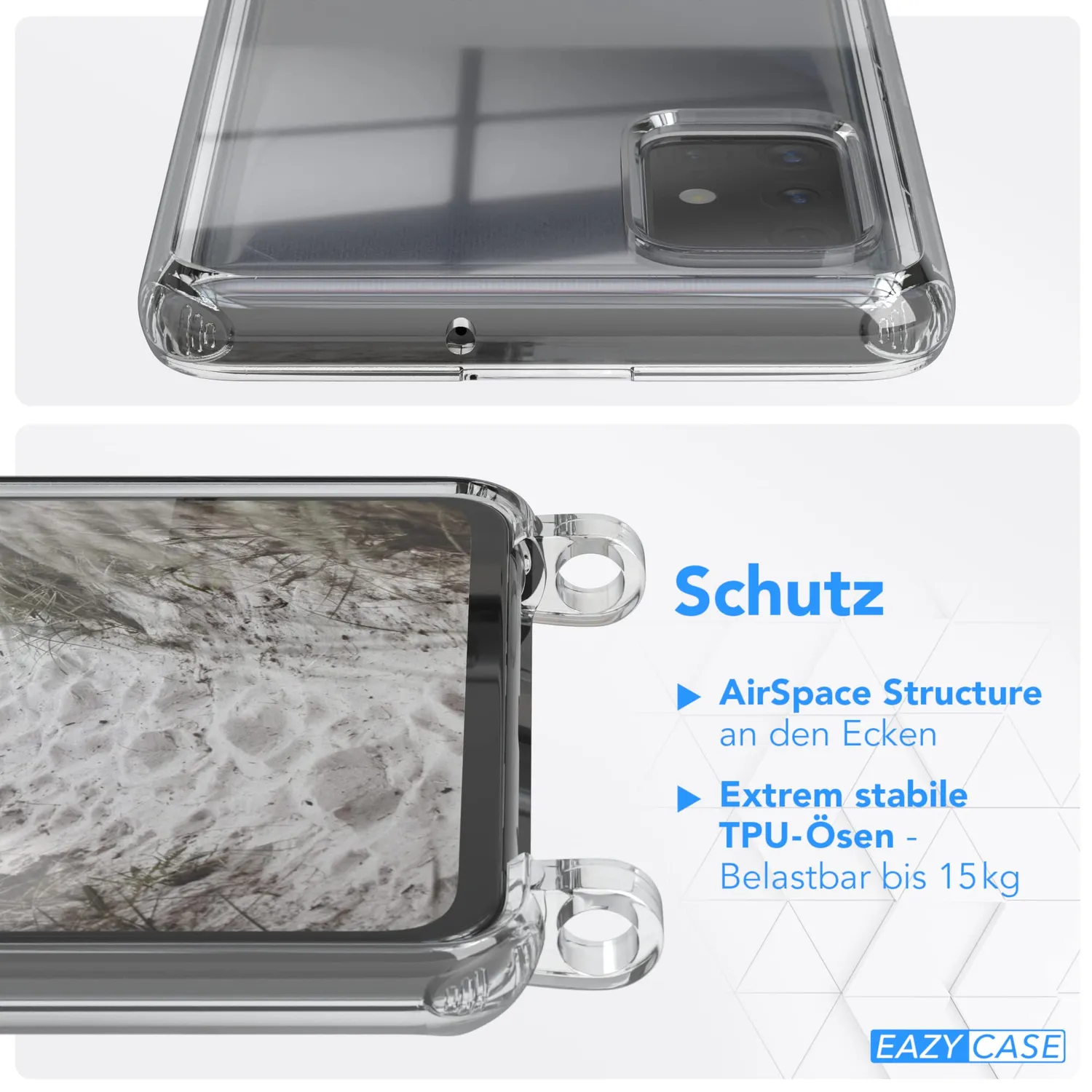 EAZY CASE Galaxy A51 Handykette Taupe Gold Clear transparent