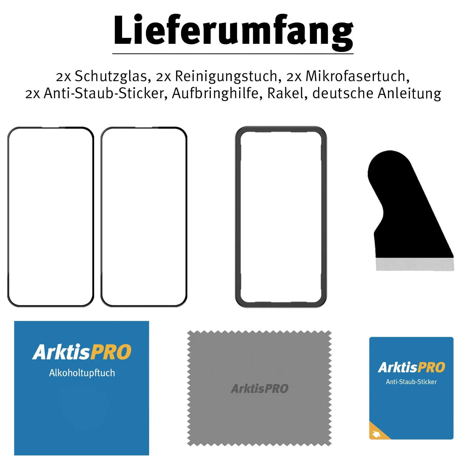 arktis Full Cover iPhone 15 Pro Max Panzerglas 2er Set 9H