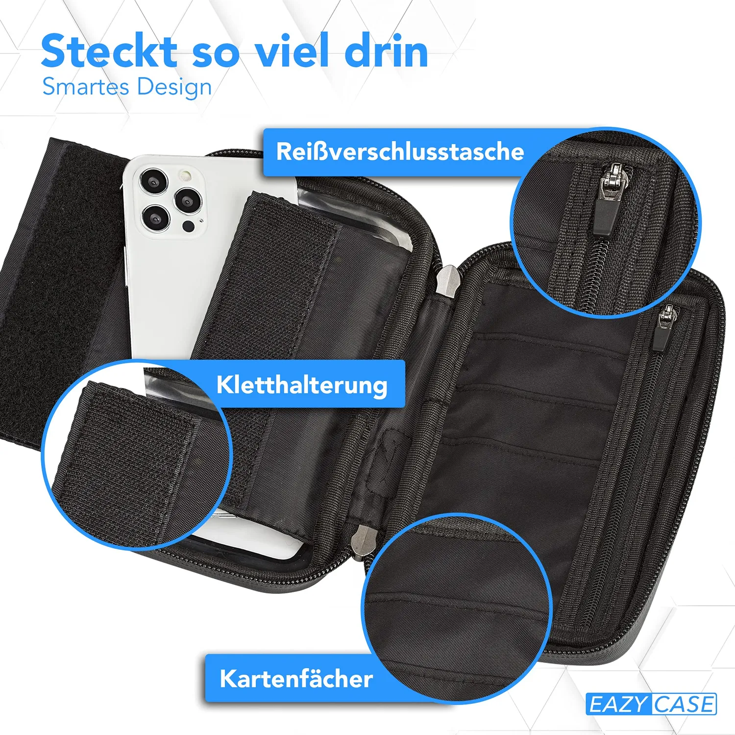 EAZY CASE Fahrrad Lenkertasche wasserfest Touchscreen 6,4 Zoll