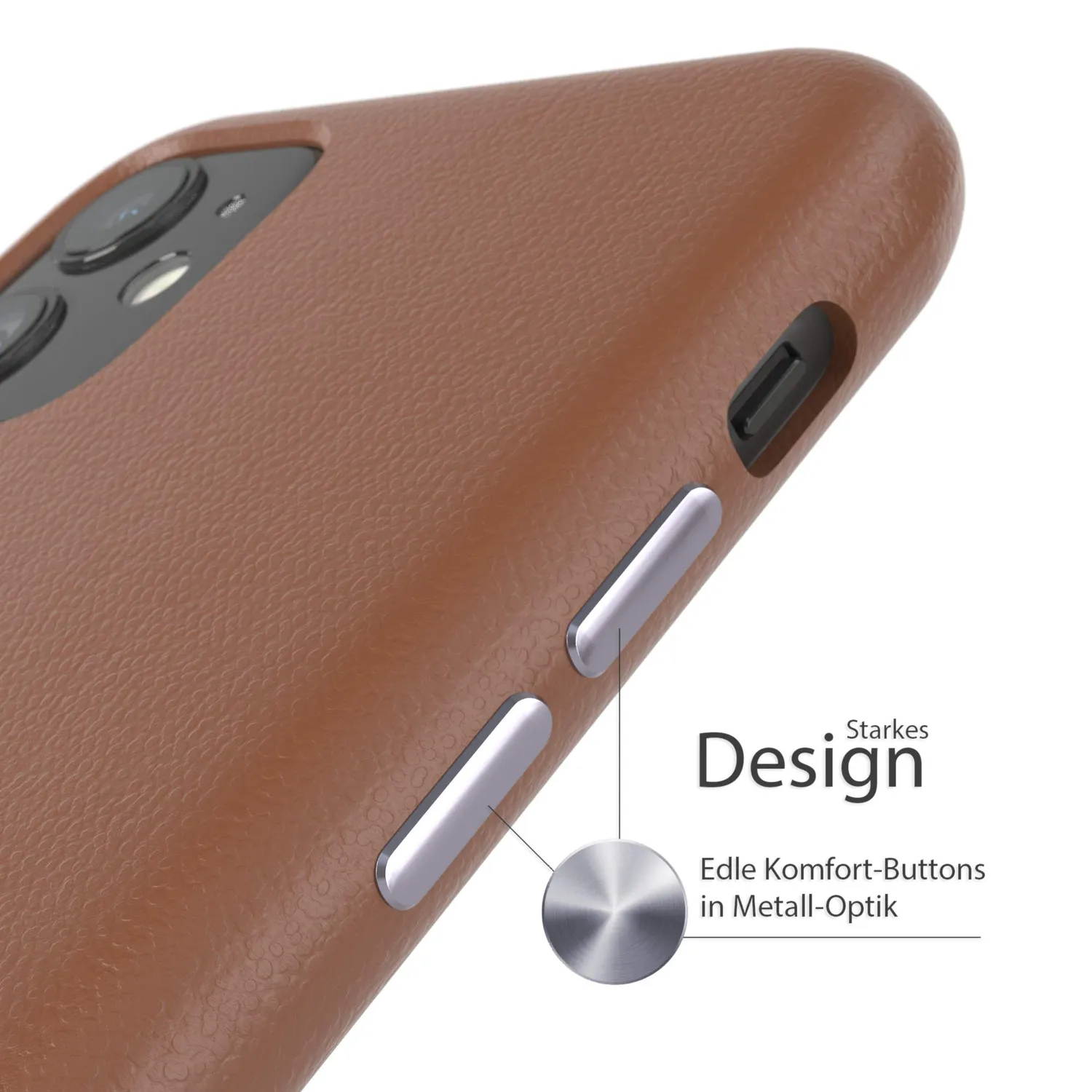 EAZY CASE iPhone 11 Kunstlederhülle Braun Qi