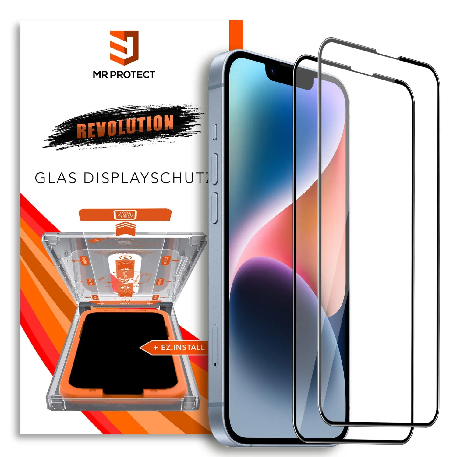 arktis Revolution iPhone 13 Panzerglas 2er Set mit Montagebox