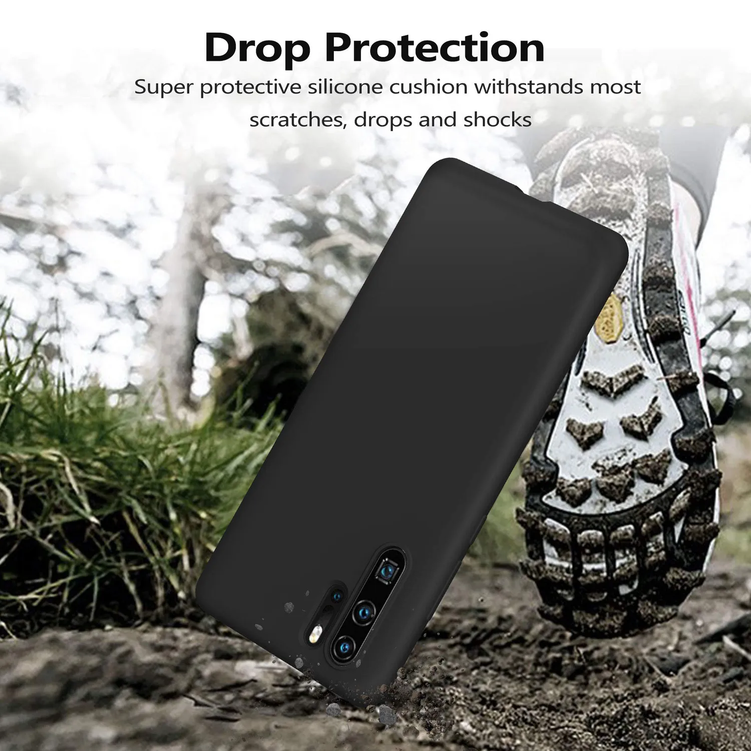 YATWIN Huawei P30 Pro Silikonhülle Schwarz dünn
