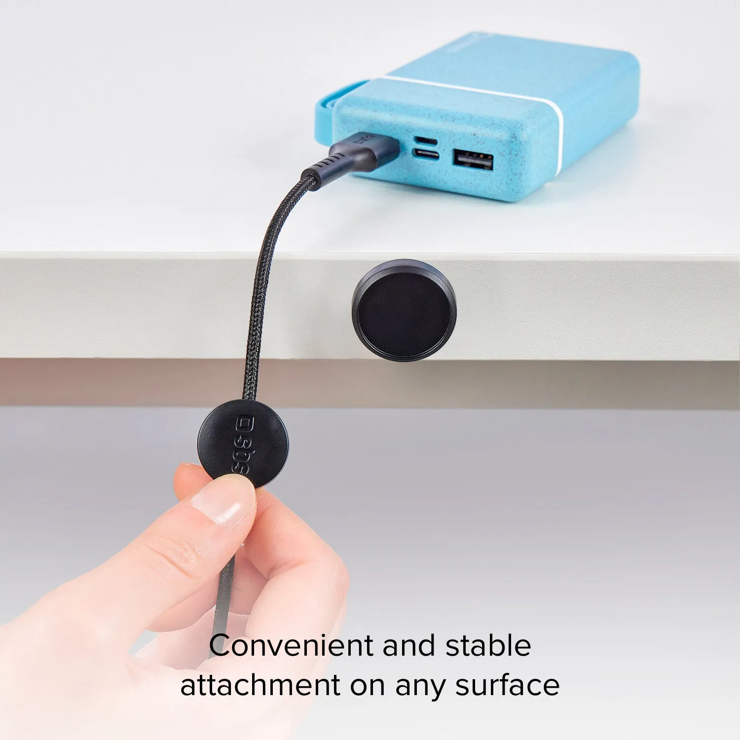 SBS USB-C Ladekabel 2 m geflochten mit Magnethalter