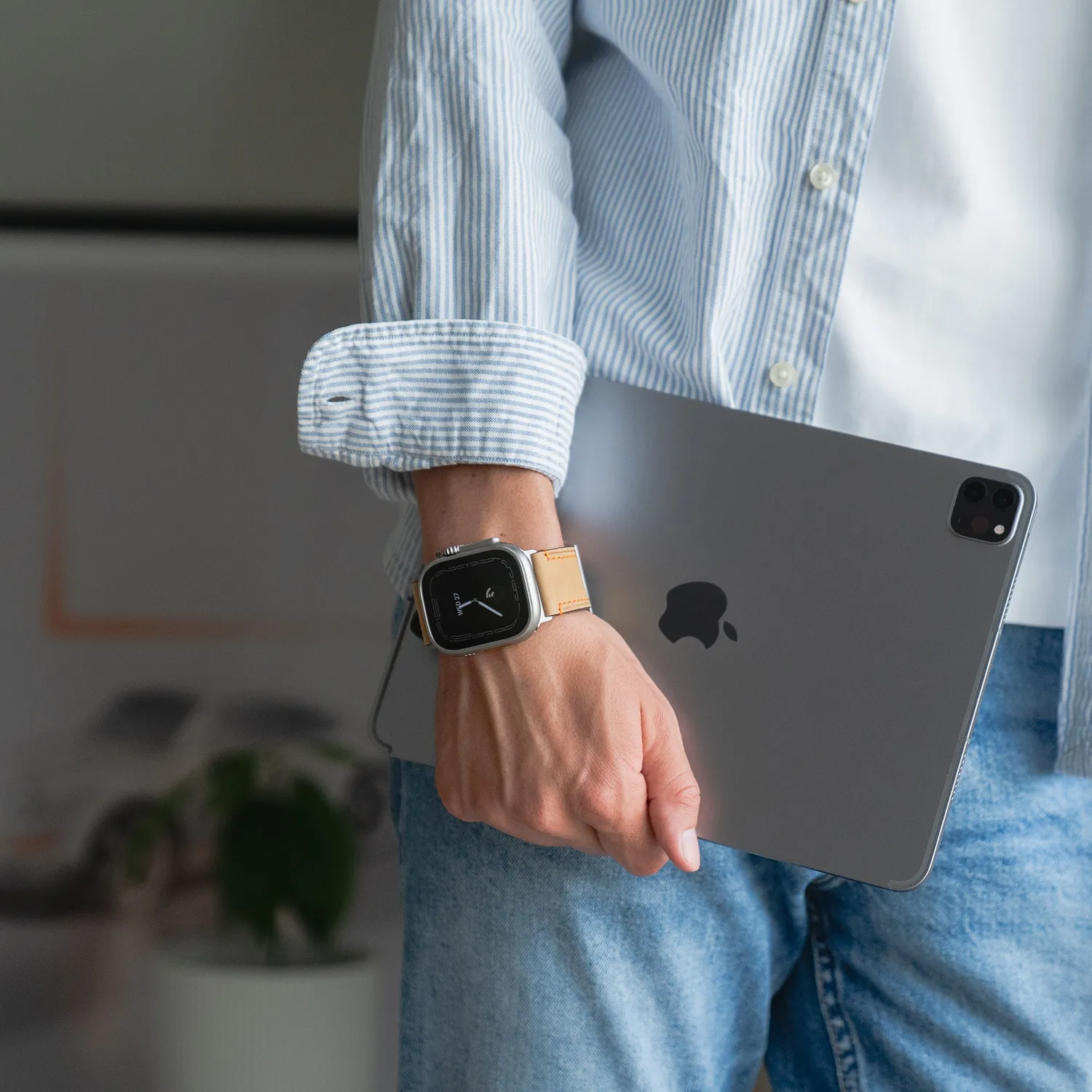 arktis Palermo Grande Apple Watch Ultra Armband Wüstenbraun Leder
