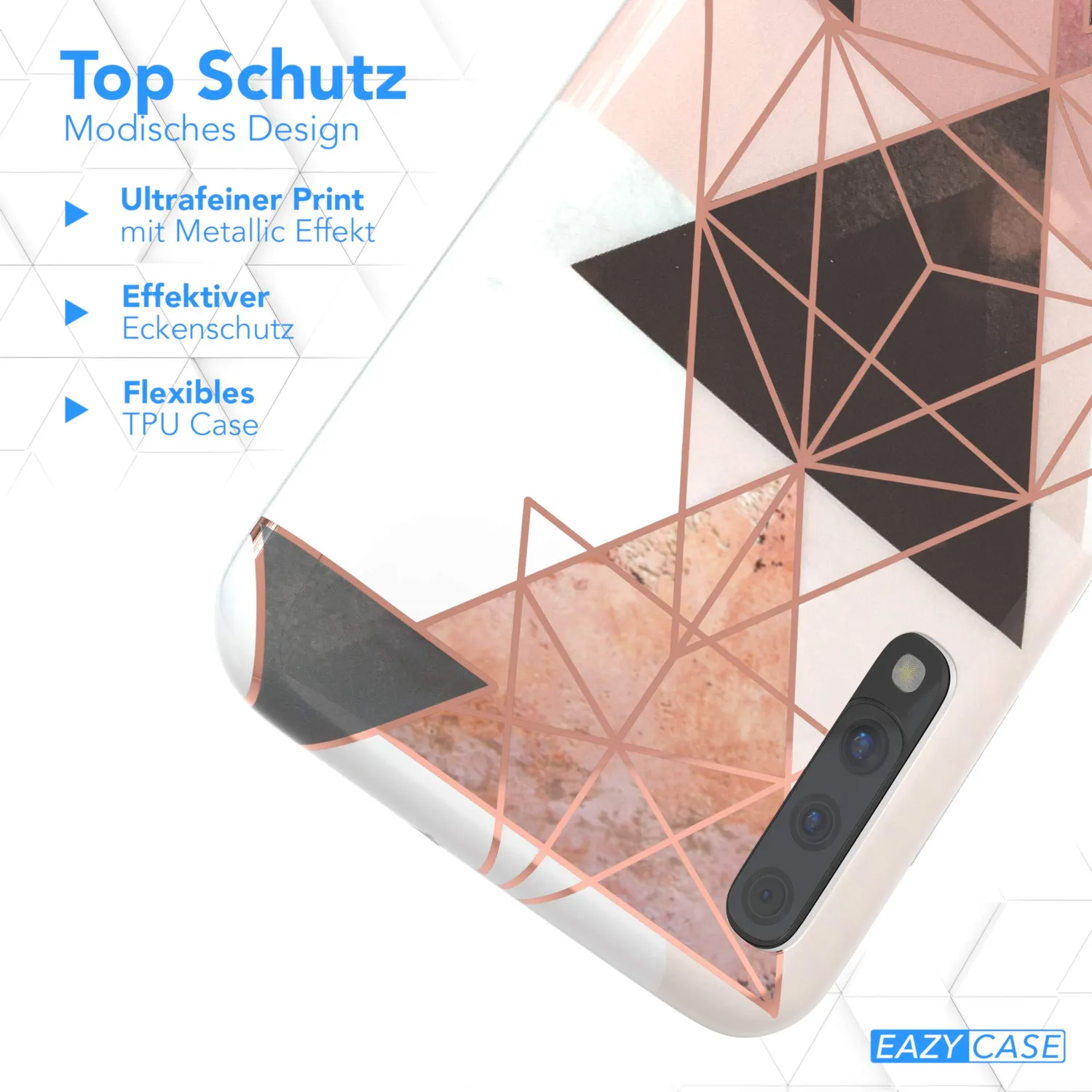 EAZY CASE Galaxy A50 Silikonhülle Geometrie Rosa Braun Kameraschutz