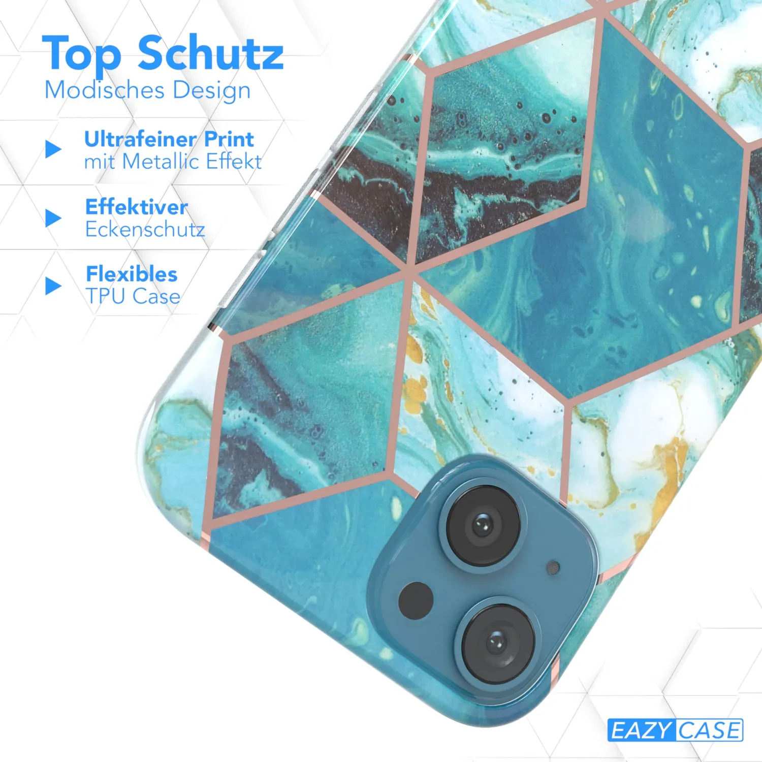 EAZY CASE iPhone 13 Silikonhülle Geometrie Grün