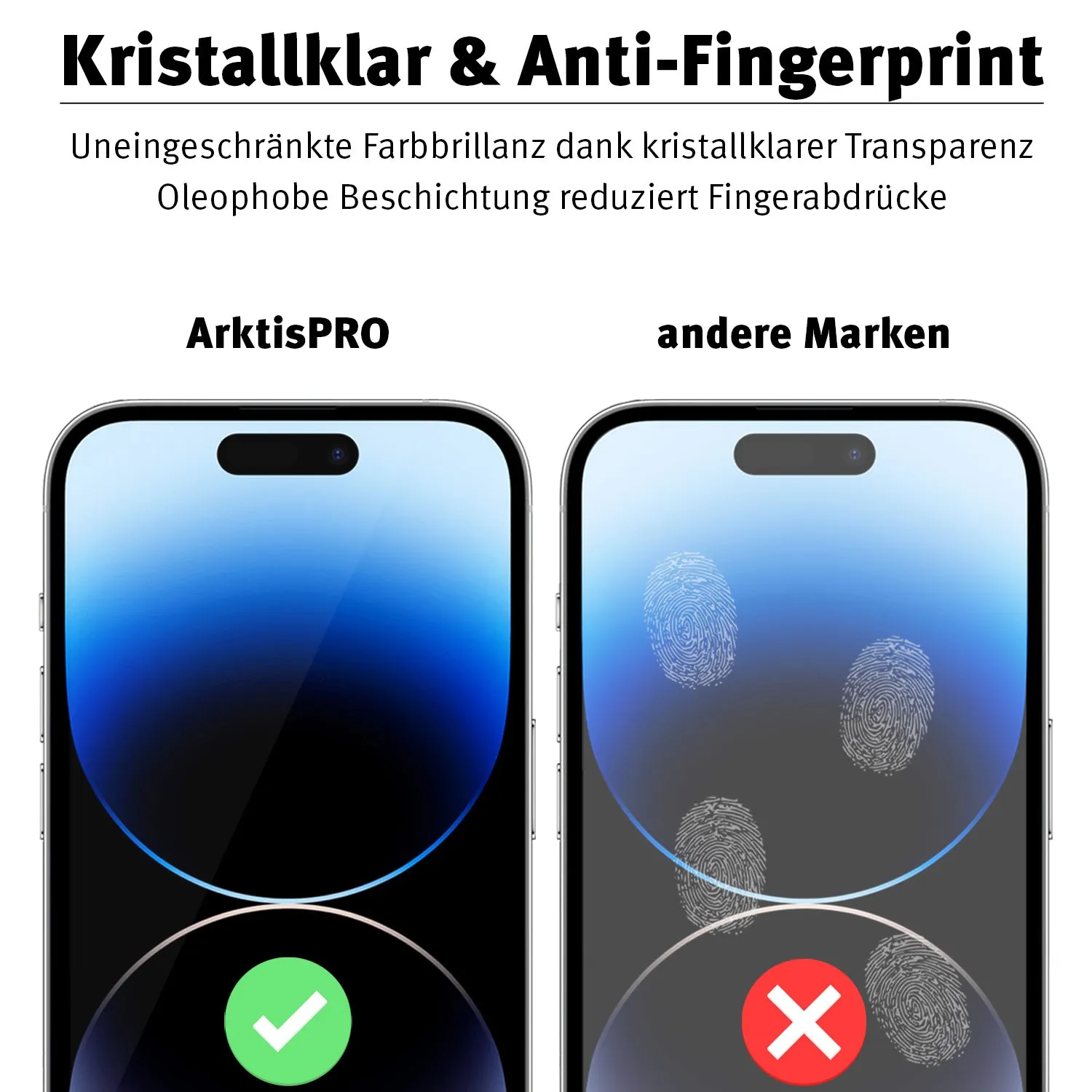 arktis Full Cover Panzerglas iPhone 14 Pro Max Displayschutz 2er Set