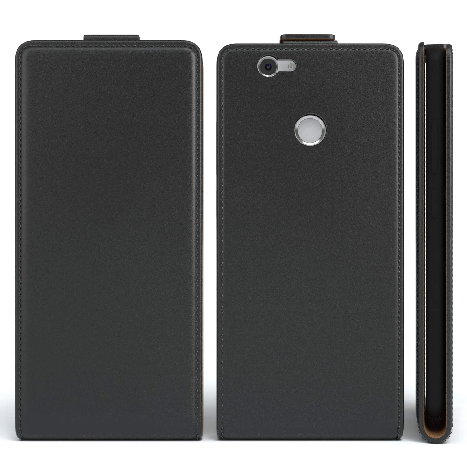 EAZY CASE Huawei Nova Klapphülle Schwarz Flipcase Kunstleder