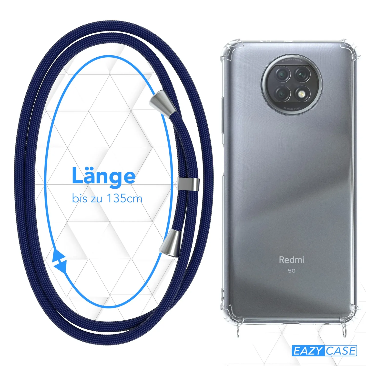 EAZY CASE Classic Handykette Redmi Note 9T 5G Navy Blau Band