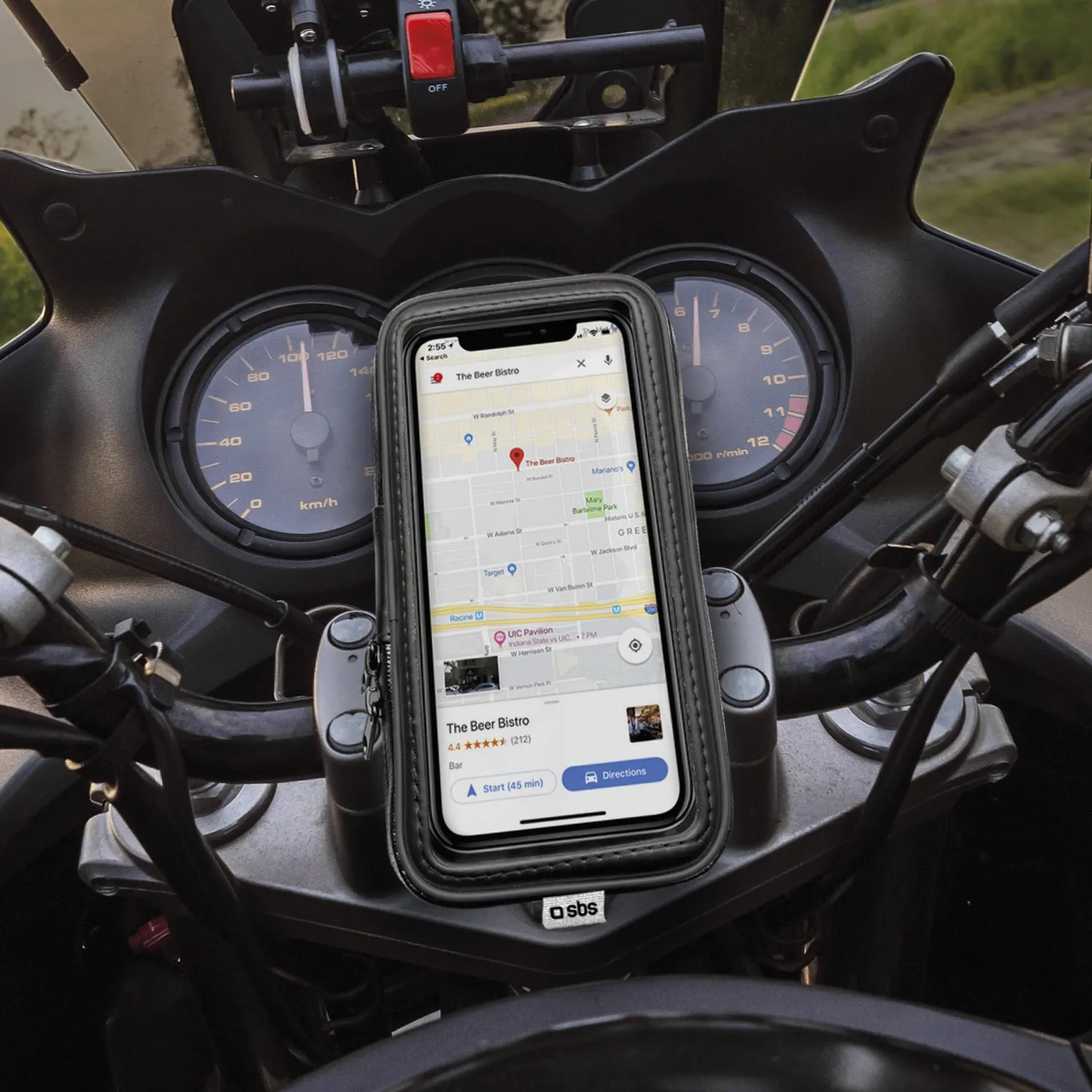 SBS Viper Motorrad Lenkerhalterung Aluminium mit Hülle