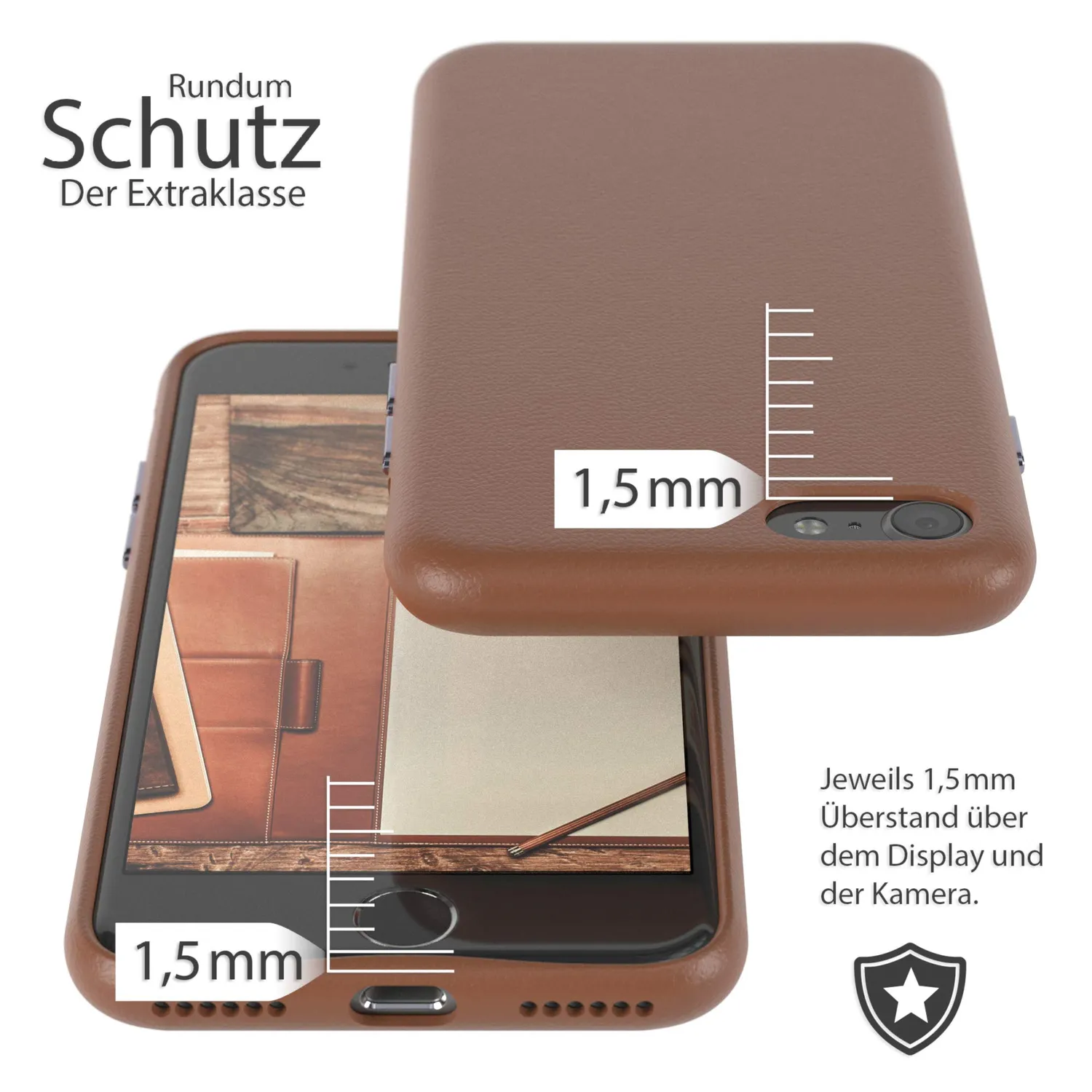 EAZY CASE iPhone SE 2022/2020/8/7 Kunstlederhülle Braun