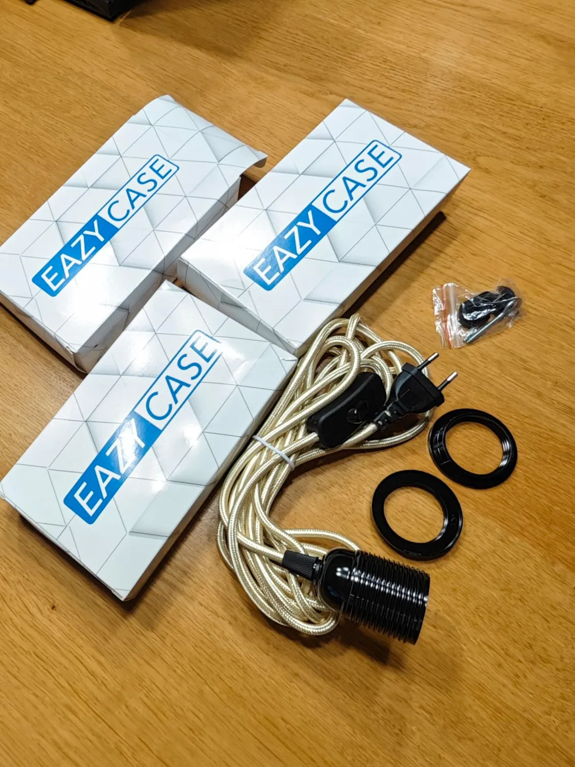 EAZY CASE Lampenfassung E27 Jute Braun mit Schalter Kabel