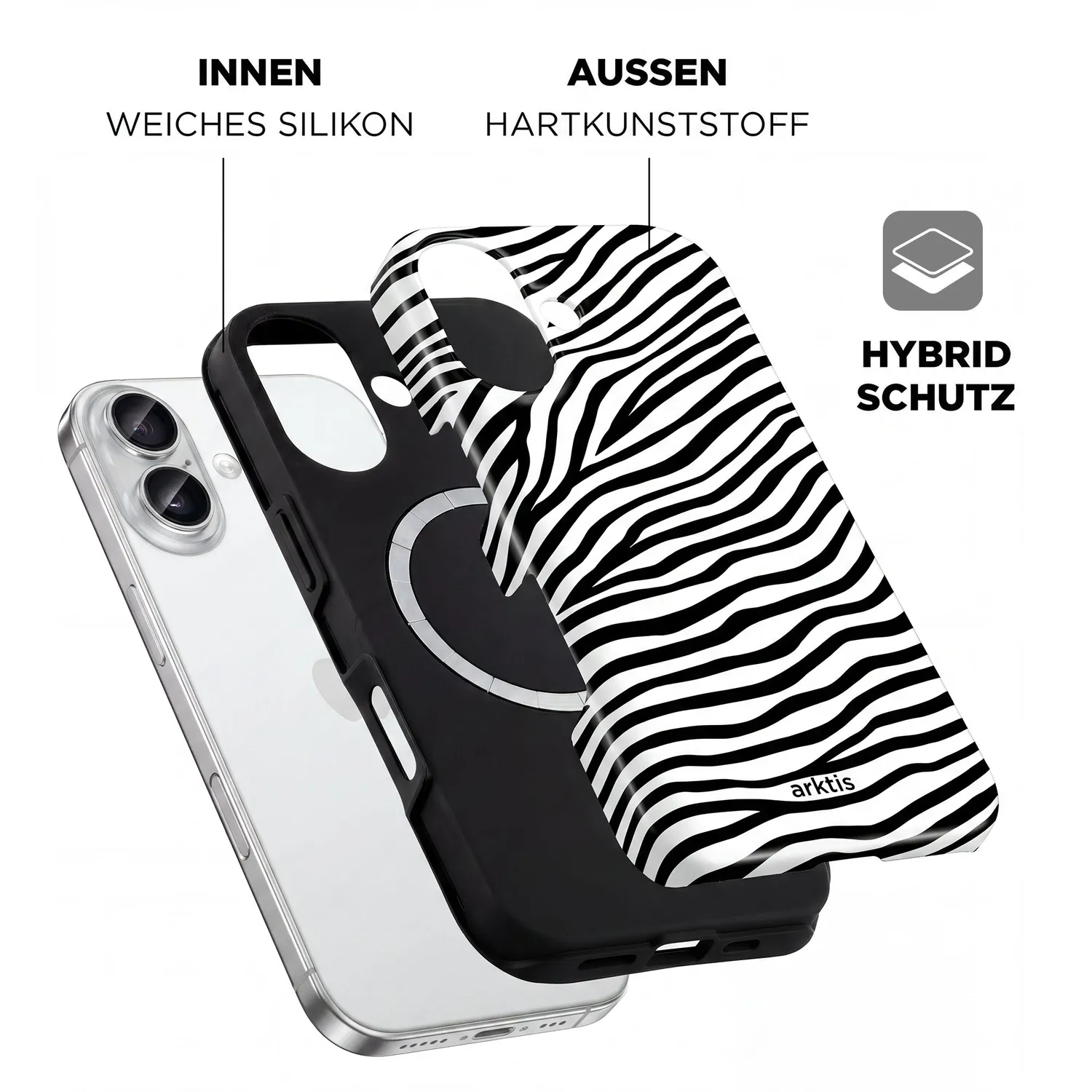 arktis iPhone 17 Hülle Zebra MagSafe Print