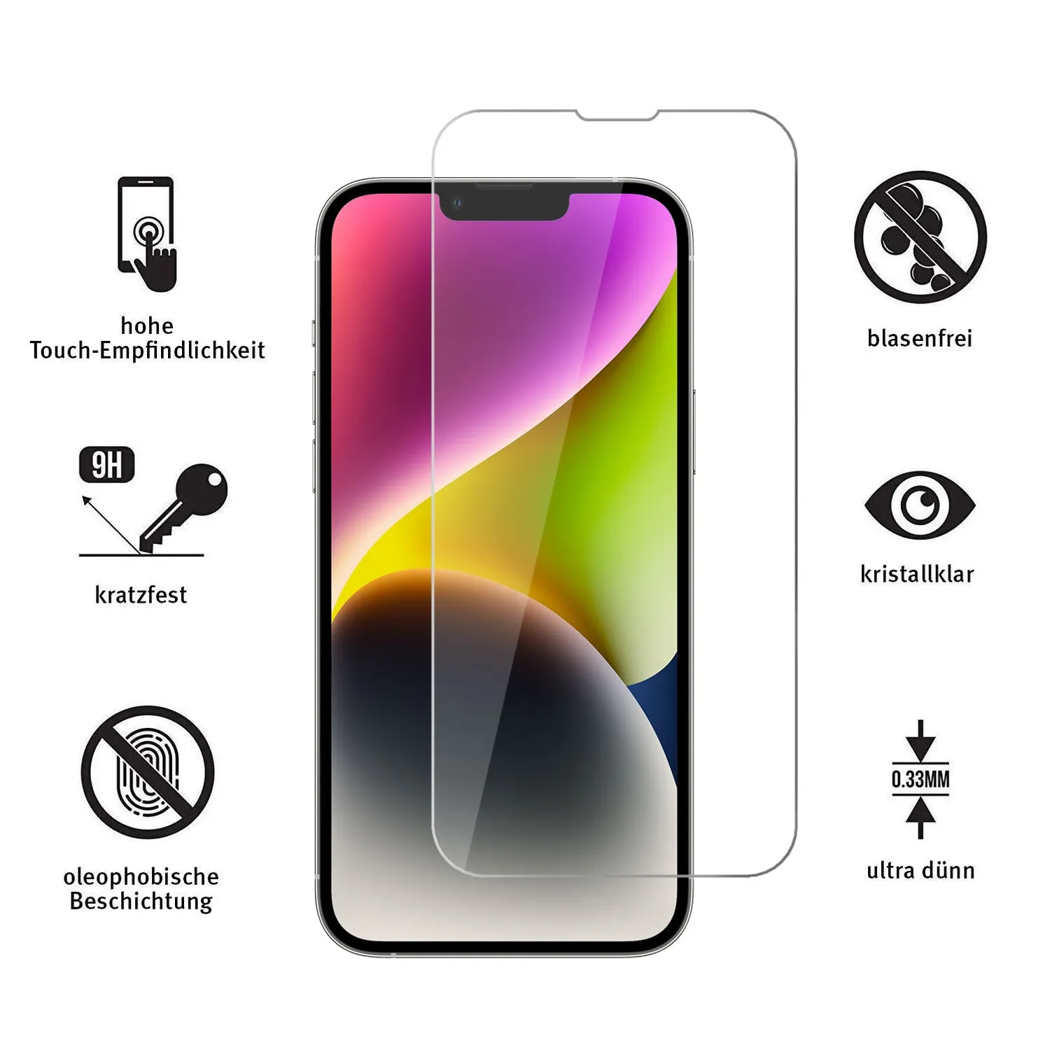 arktis iPhone 14 Plus Panzerglas Displayschutz 9H