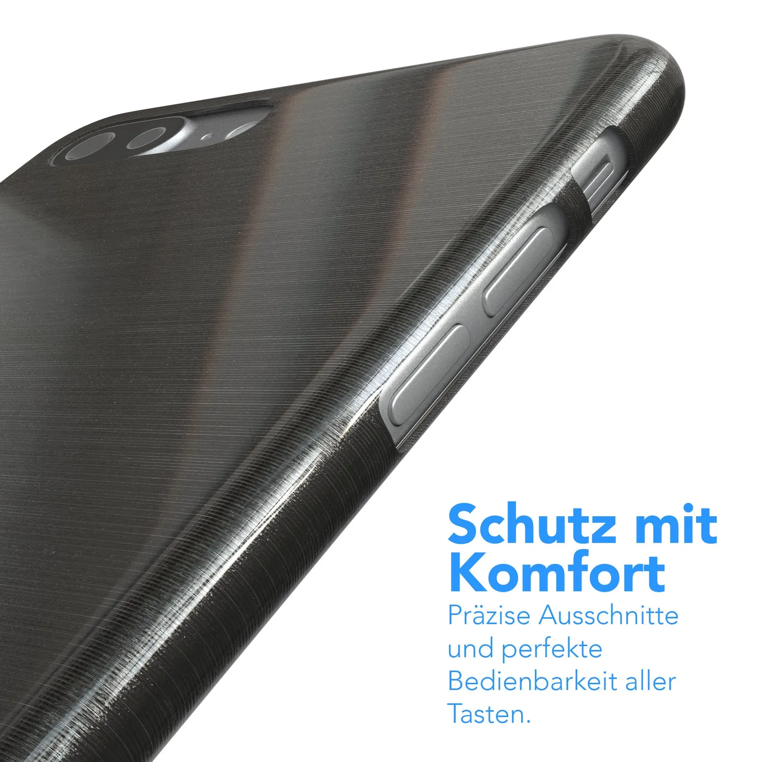 EAZY CASE iPhone 7 Plus / 8 Plus Hülle Anthrazit gebürstet
