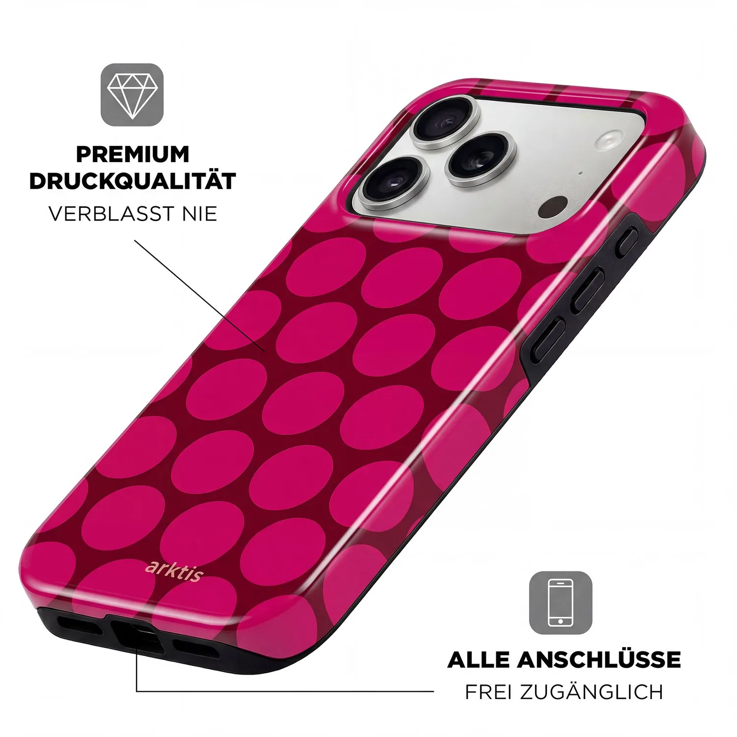 arktis iPhone 14 Pro Max Hülle Polka Dots MagSafe