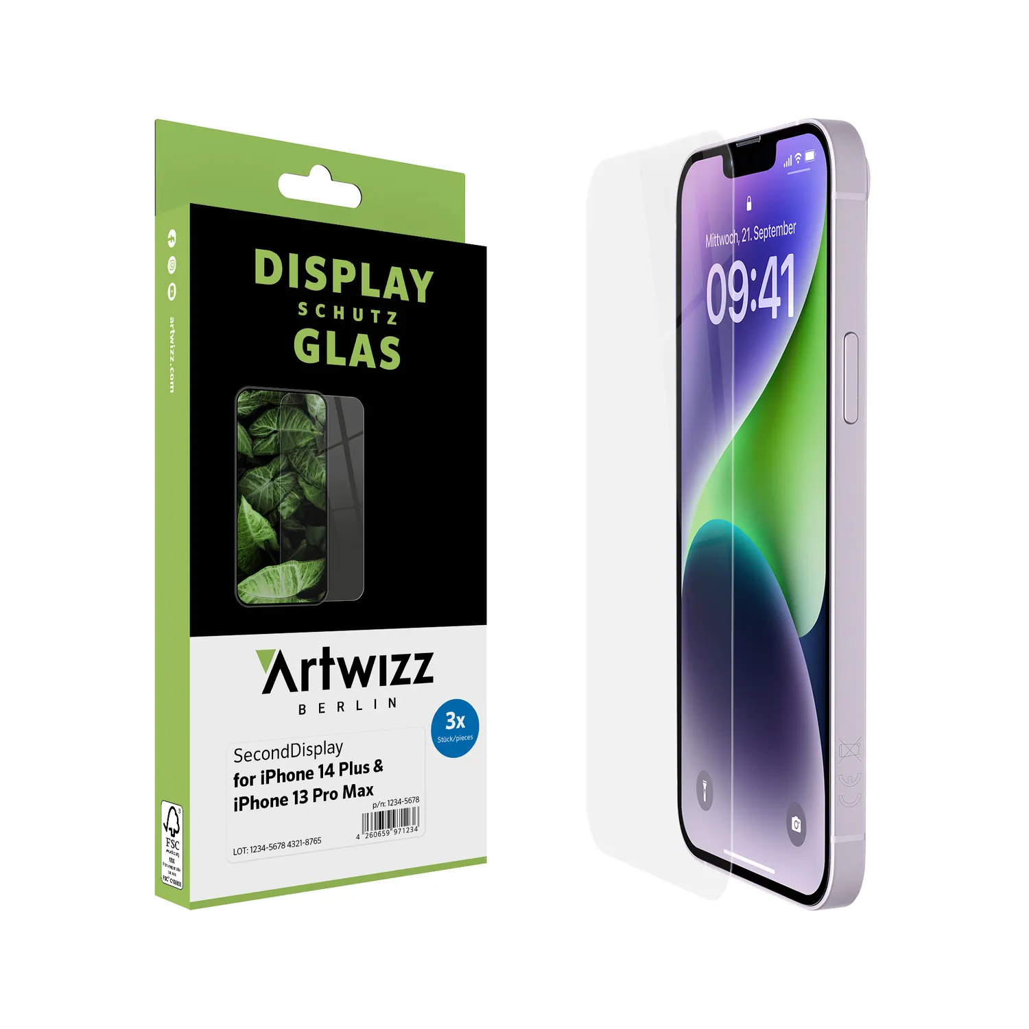 Artwizz SecondDisplay iPhone 14 Plus Panzerglas 3er Pack