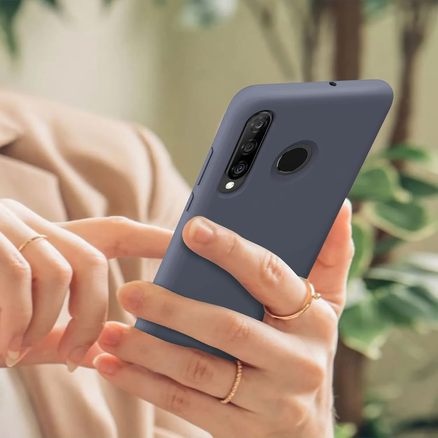 YATWIN P30 Lite Silikonhülle Huawei Grau Mikrofaser
