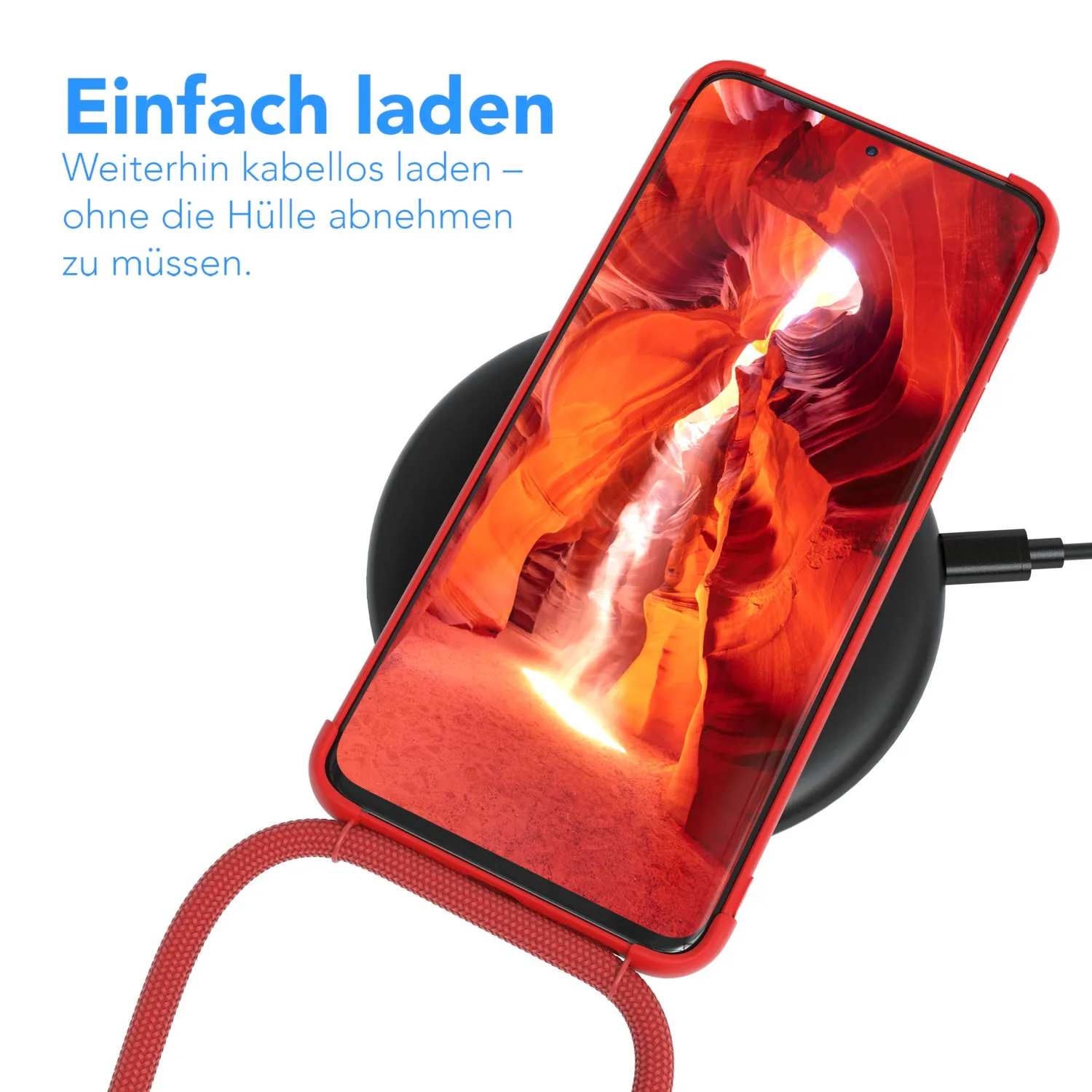 EAZY CASE Classic Galaxy S20 Handykette Rot mit Band