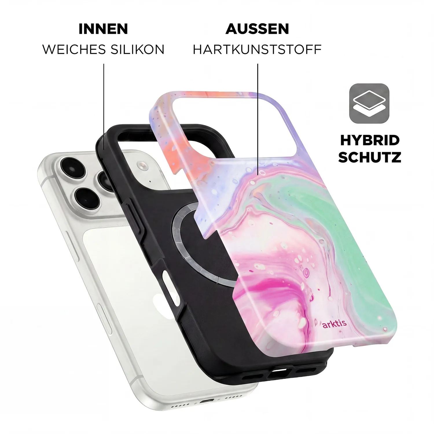 arktis iPhone 18 Pro Max Hülle Neo Marble MagSafe stoßfest