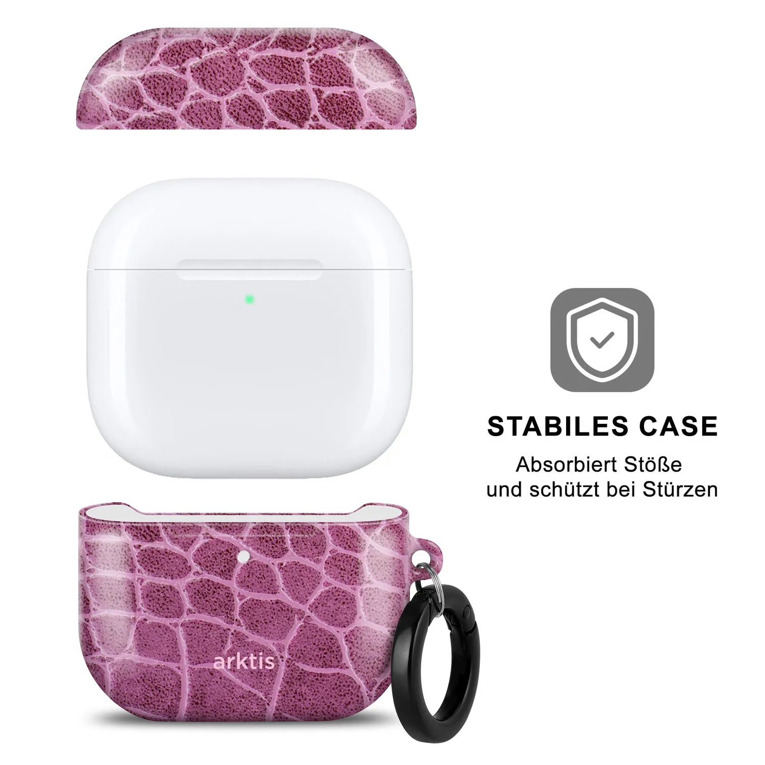 arktis AirPods 4 Hülle Pink Lizard Case mit Print