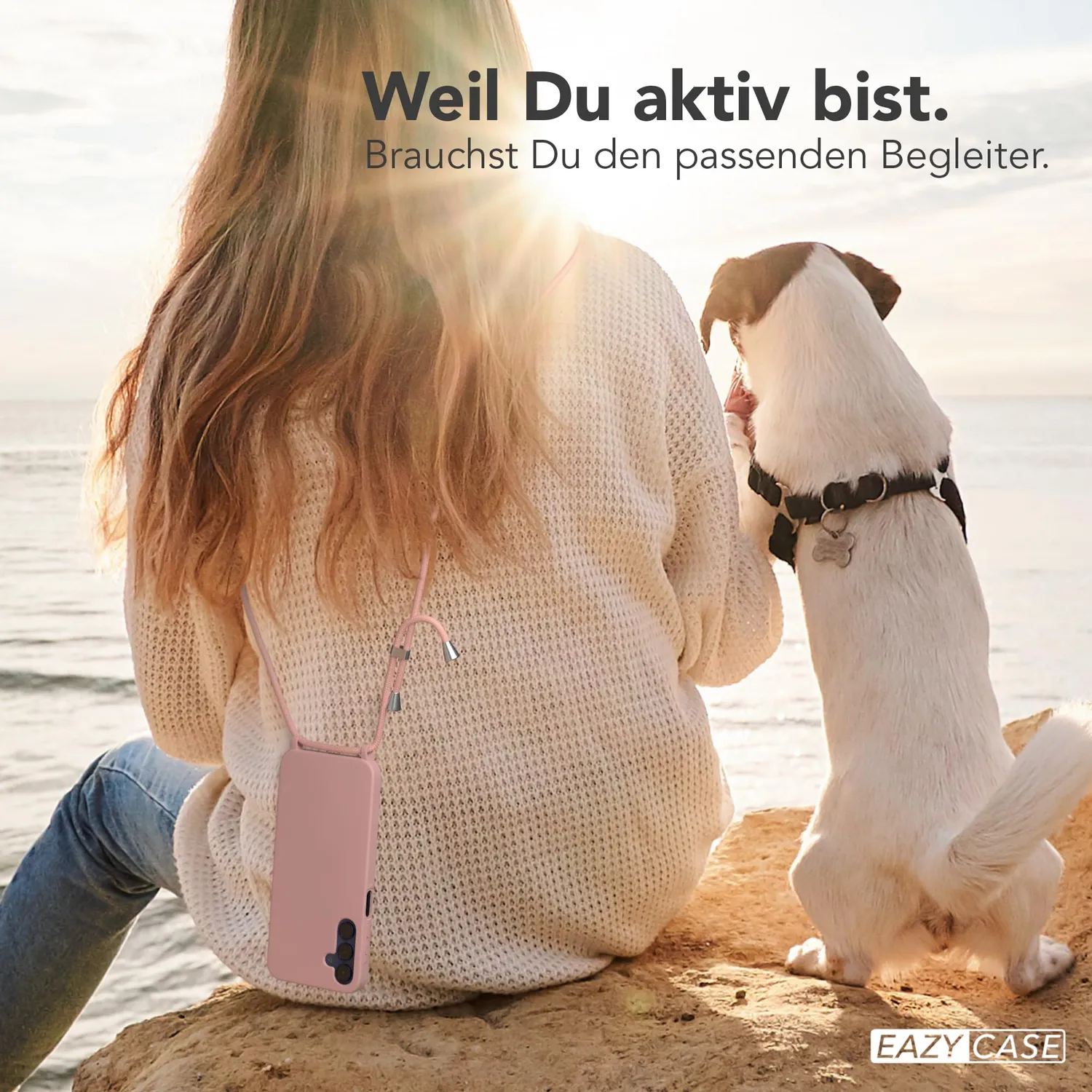 EAZY CASE Handykette Galaxy A15 Alt Rosa Kordel