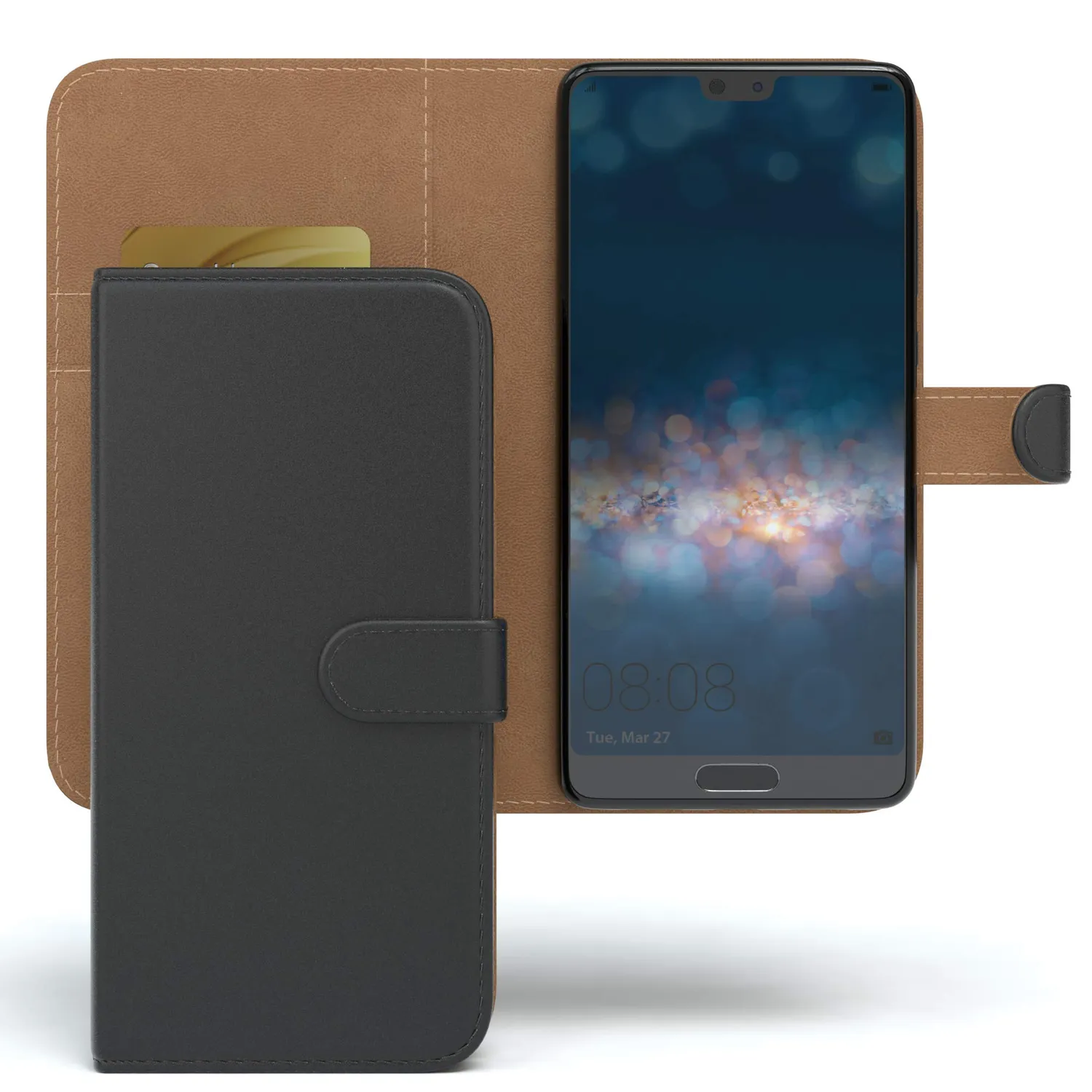EAZY CASE Huawei P20 Klapphülle Schwarz Book mit Kartenfach
