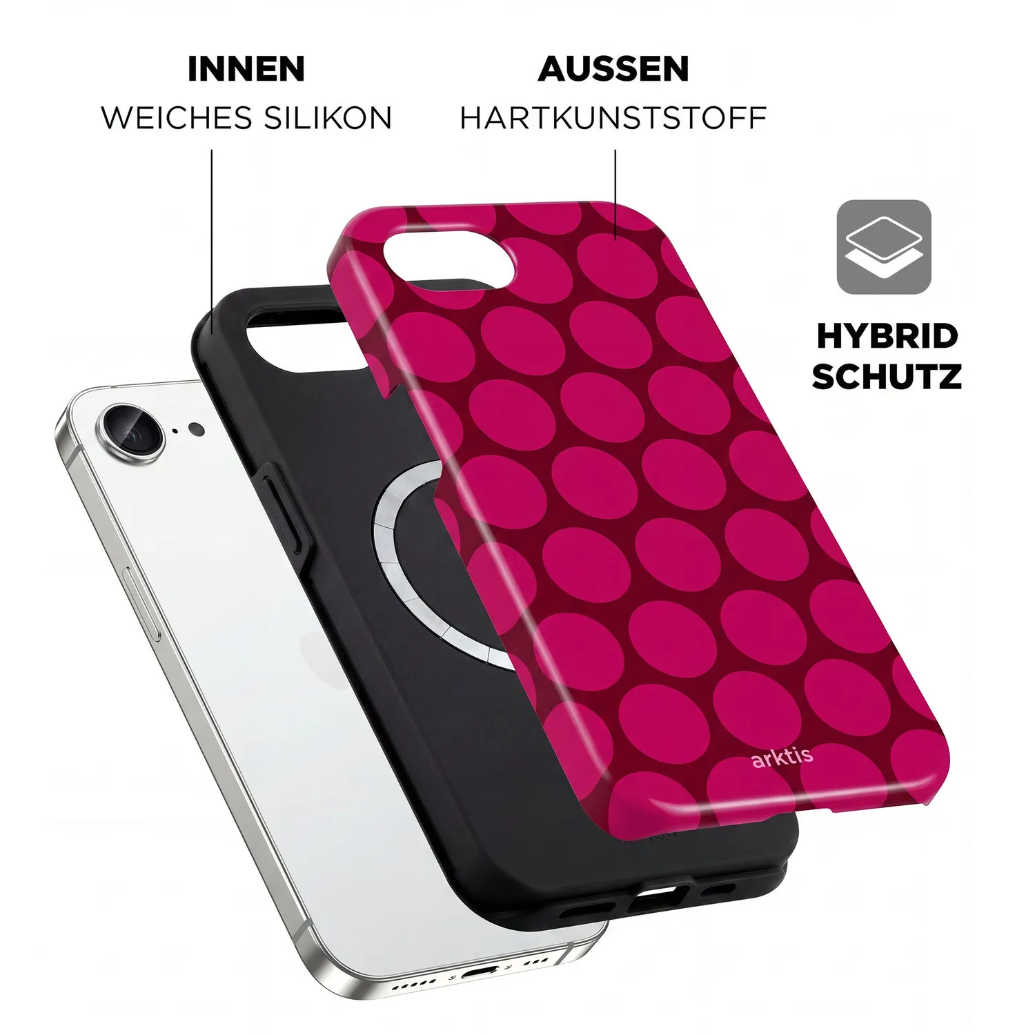 arktis iPhone 16e Hülle Polka Dots MagSafe