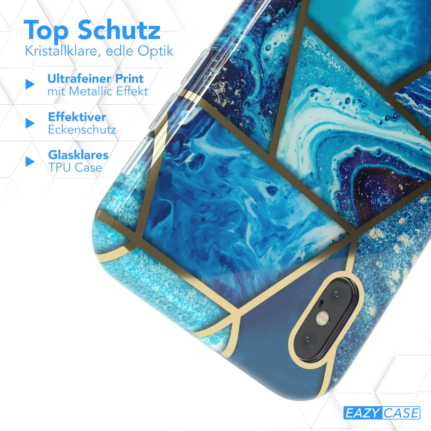 EAZY CASE 360 Grad iPhone XS Max Handyhülle Blau Full Cover
