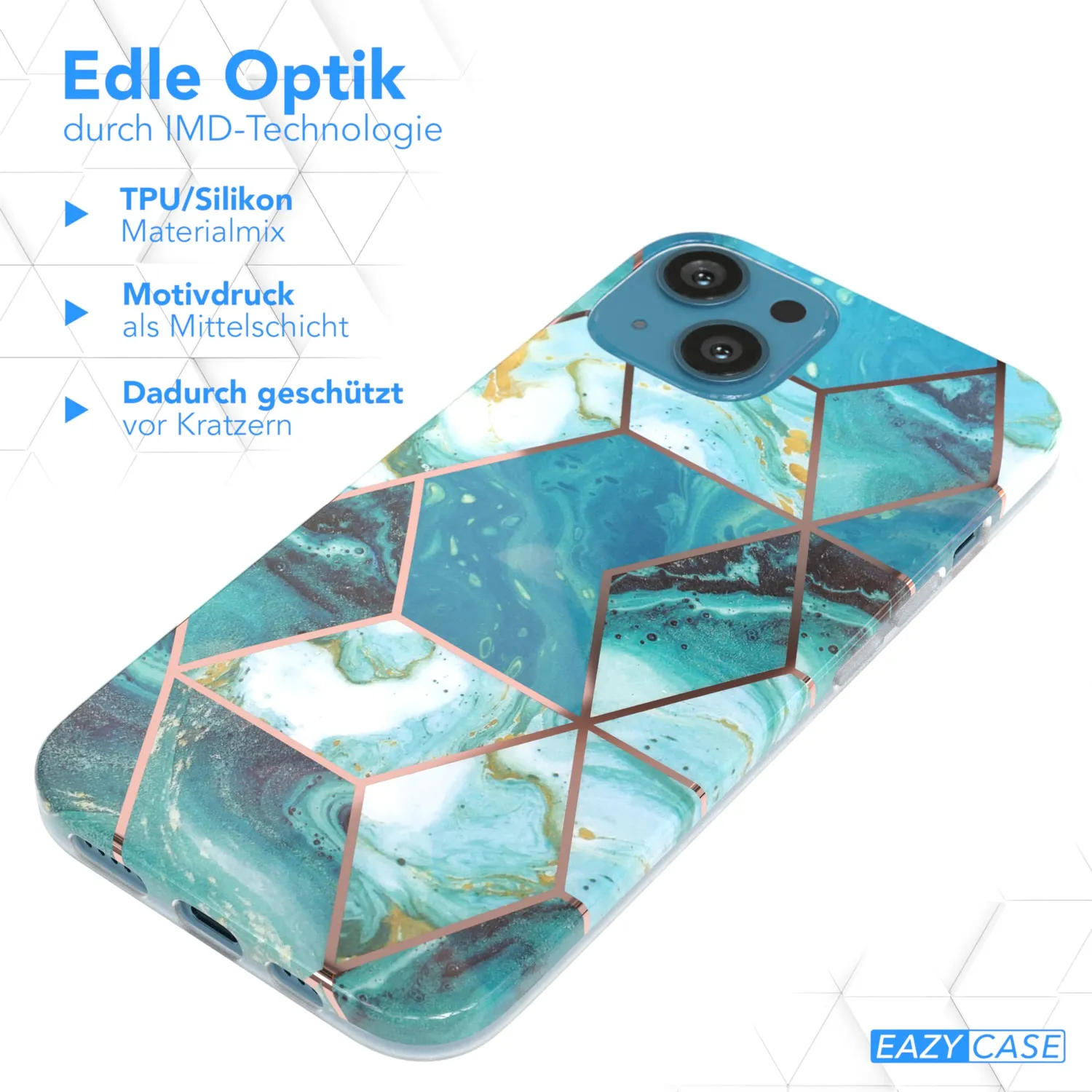 EAZY CASE iPhone 13 Silikonhülle Geometrie Grün