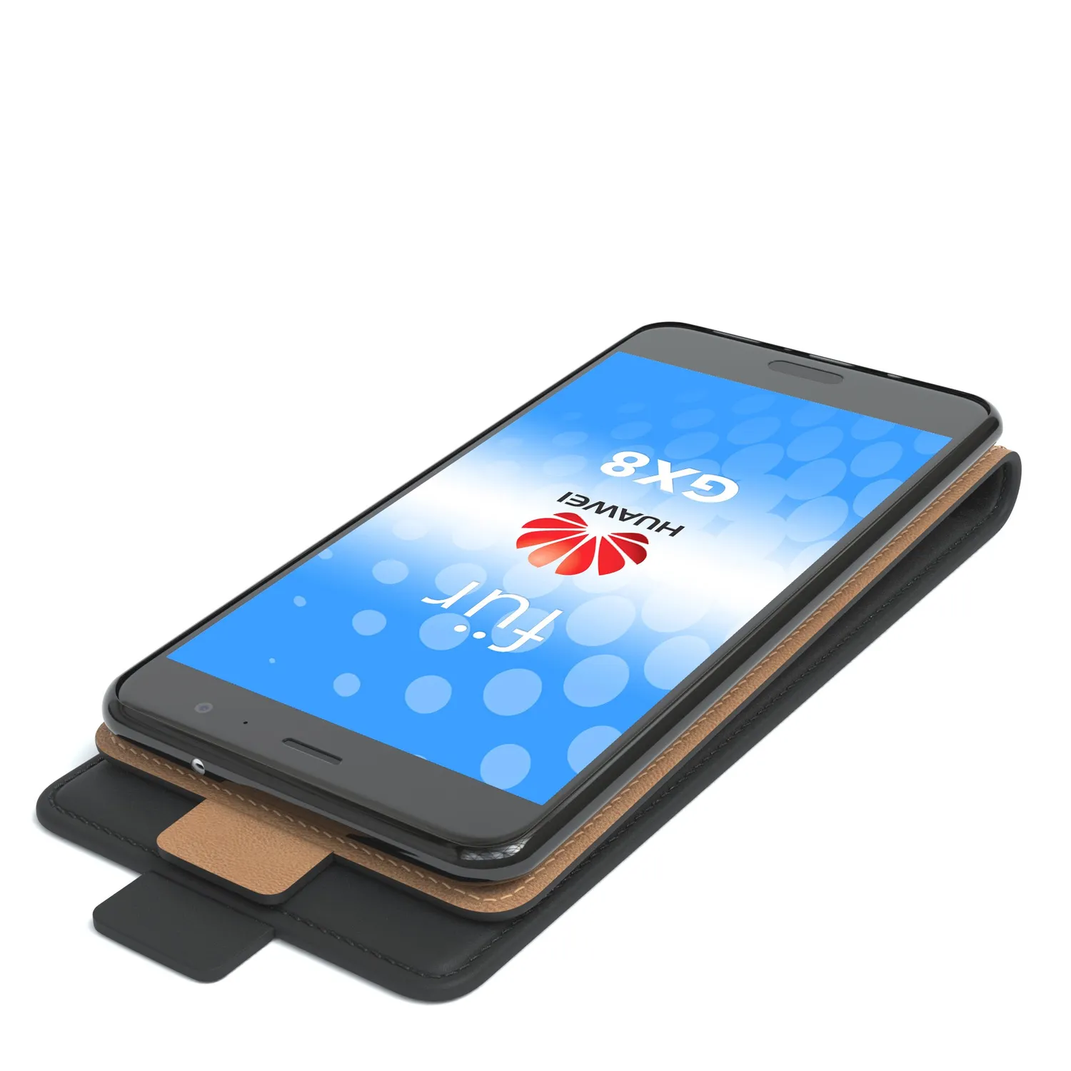 EAZY CASE Huawei GX8 Klapphülle Schwarz Kunstleder