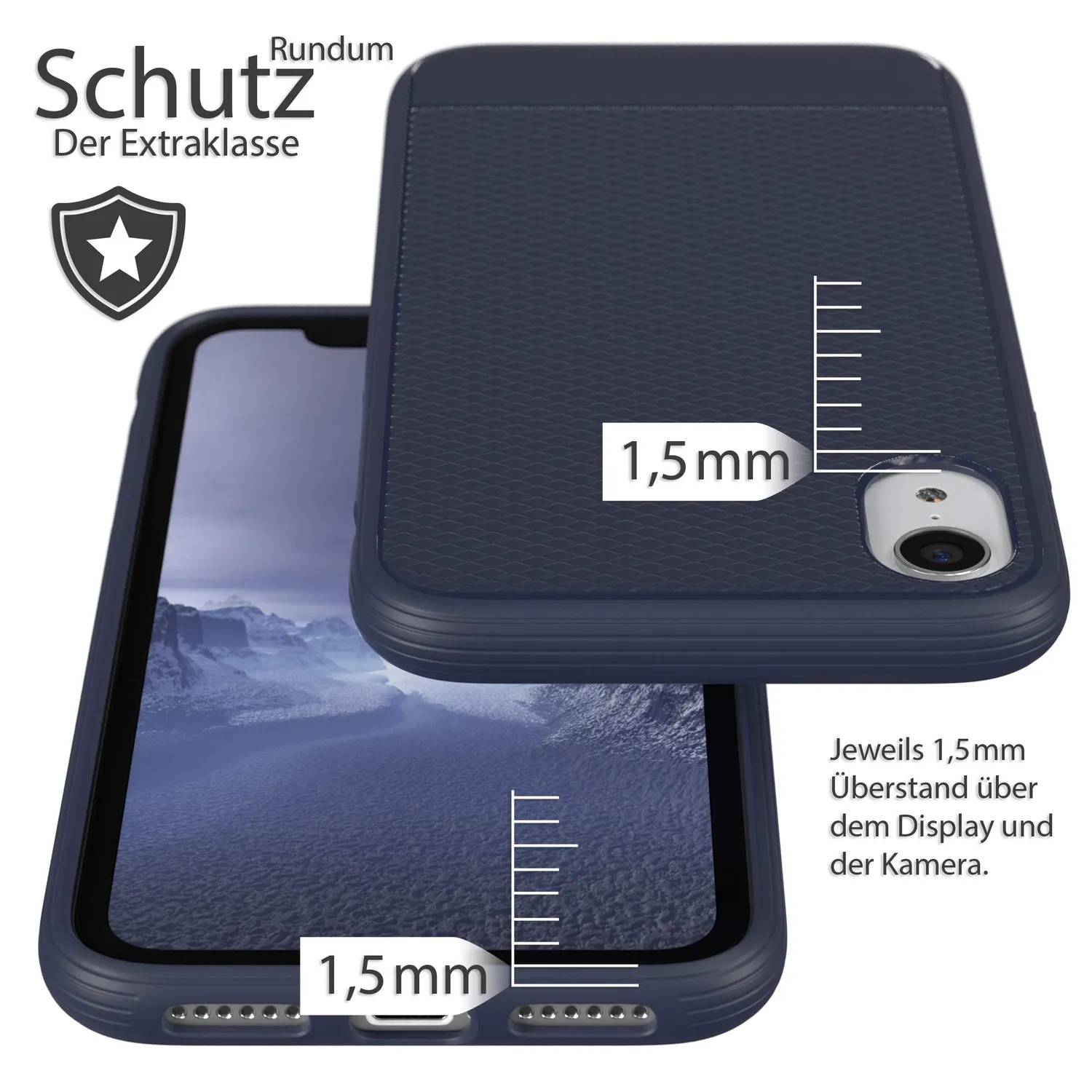EAZY CASE iPhone XR Silikonhülle Dunkelblau Struktur