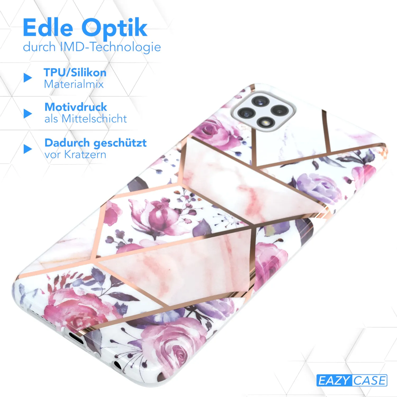 EAZY CASE Galaxy A22 5G Hülle Blume Rosé Rosen Design