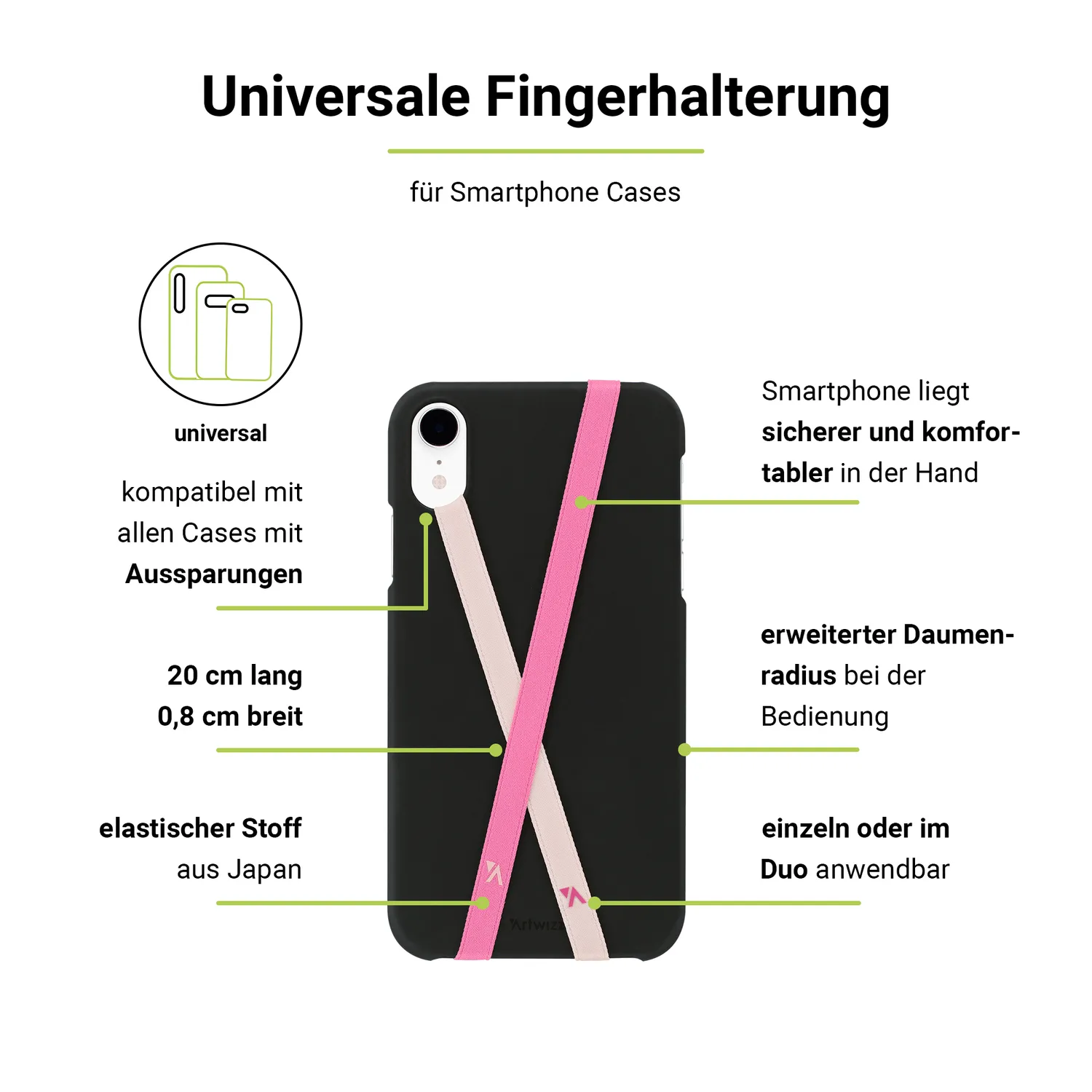 Artwizz PhoneStrap Handy-Schlaufe selbstklebend 2er-Set schwarz