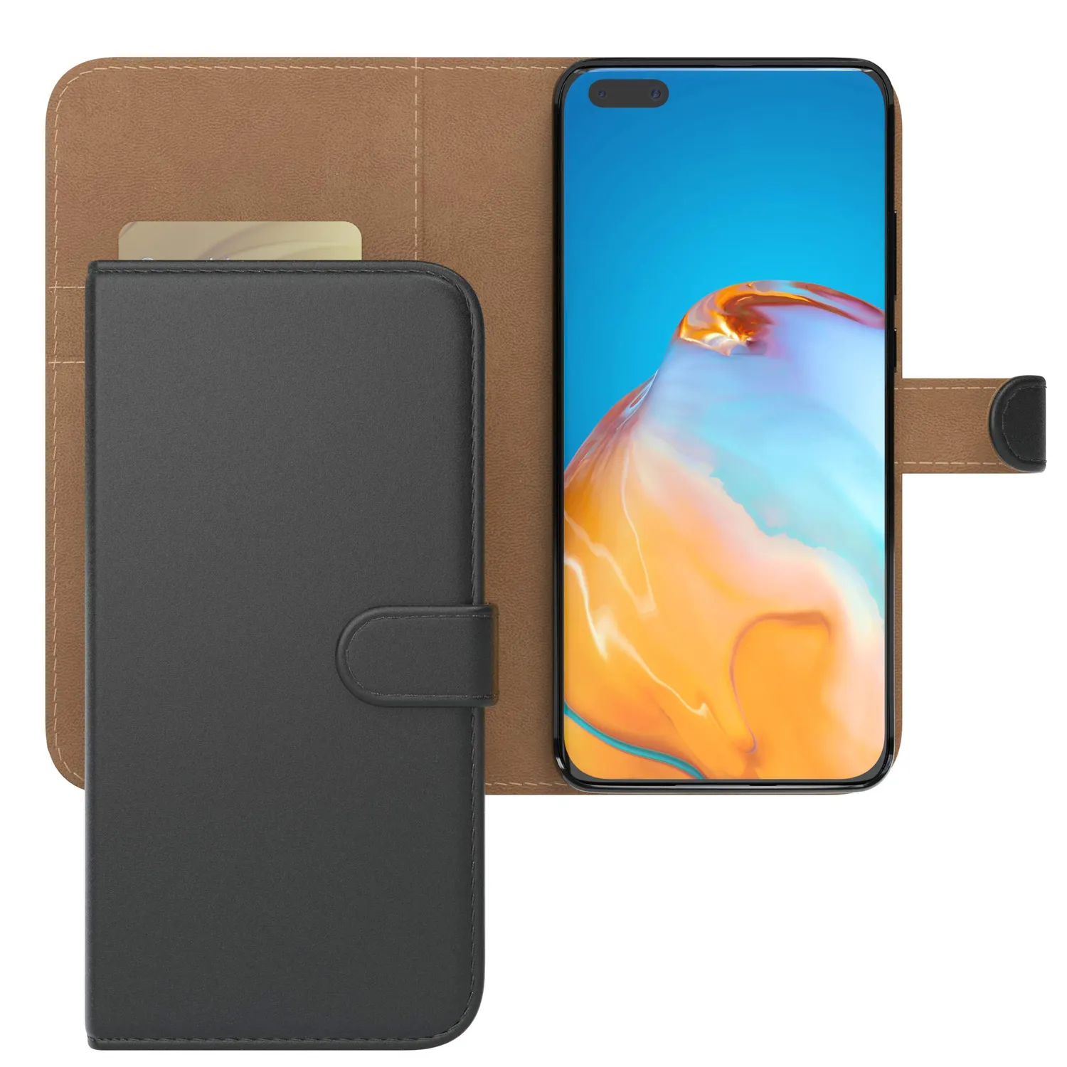 EAZY CASE Book Huawei P40 Pro Klapphülle Schwarz 2 Karten